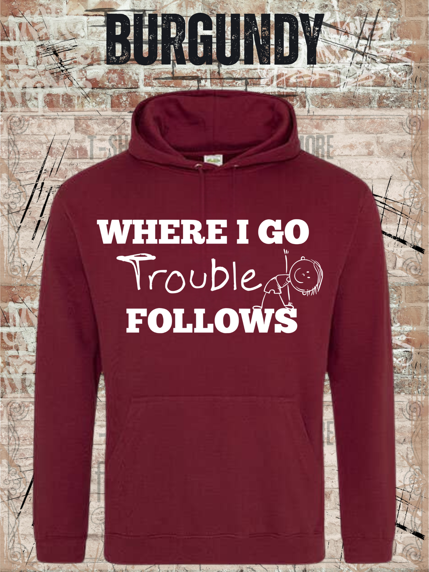 Eltern Hoodie 'Where I Go Trouble Follows' – Partnerlook mit Sohn | Unisex Kapuzenpulli