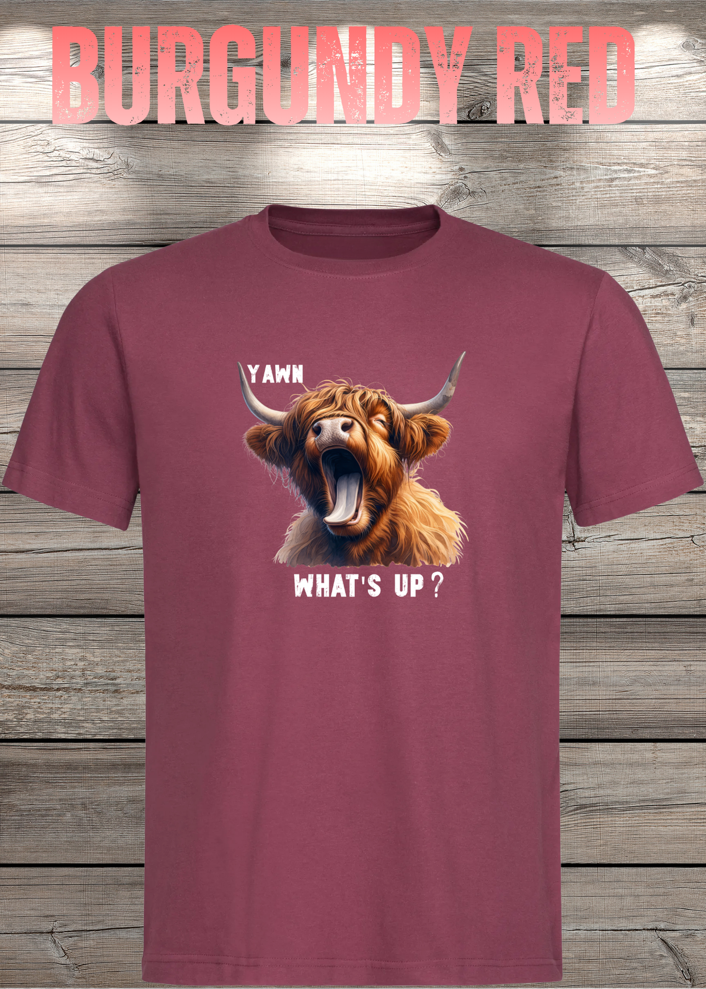 Highland Kuh T-Shirt Yawn, what's up? - Für Professionelle Faulpelze