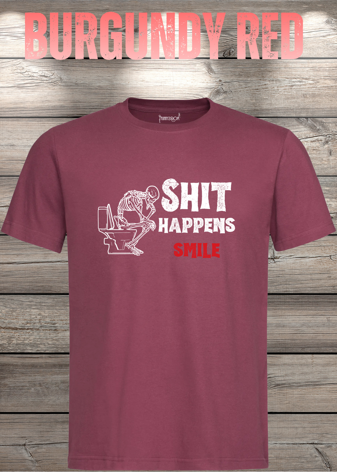T-Shirt 'Shit happens smile' - Skelett Design - Witziges Spruch T-Shirt Unisex - Geschenkidee