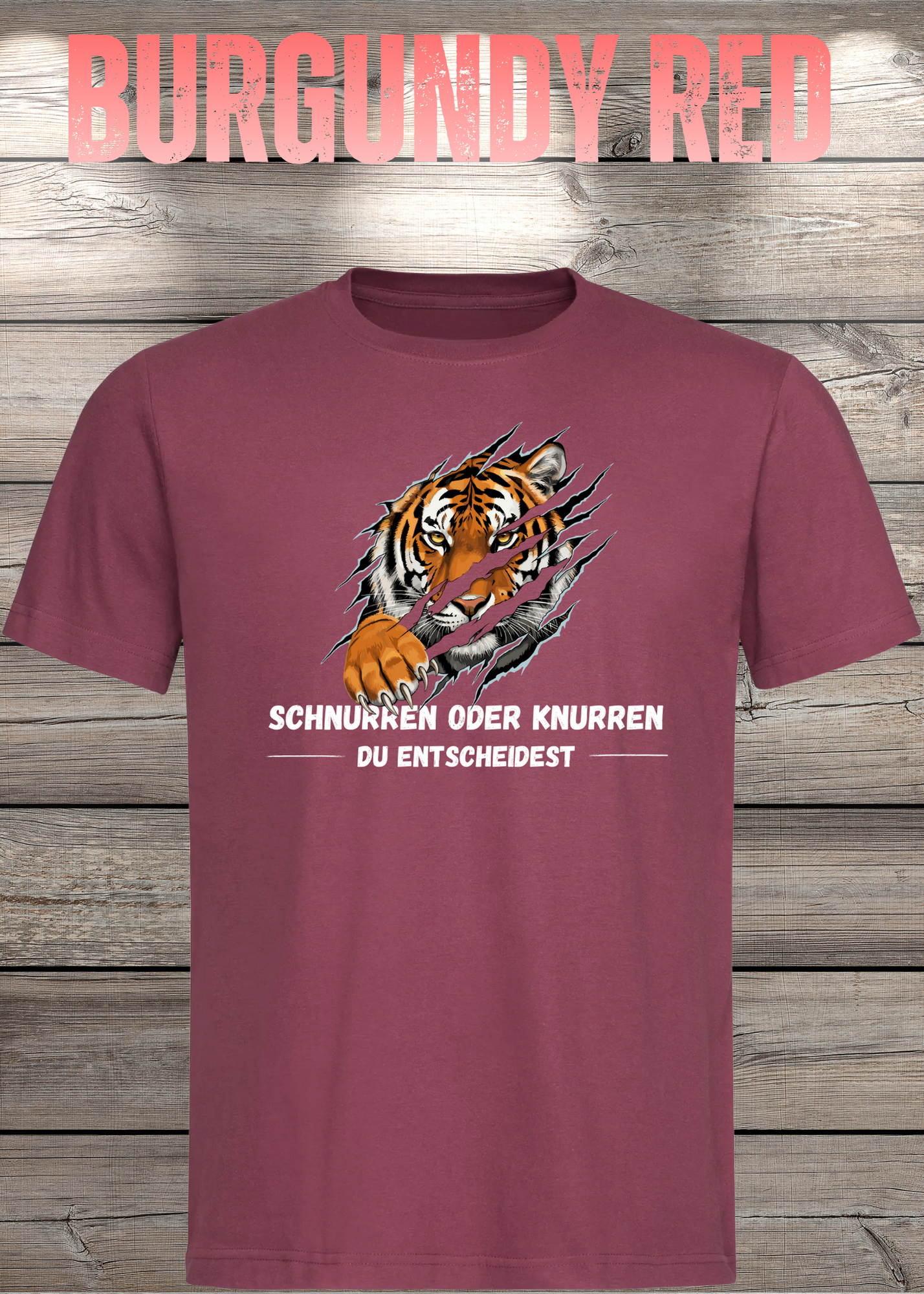 Tiger T-Shirt Unisex - Schnurren oder Knurren Du Entscheidest - Lustiges Raubtier-Shirt