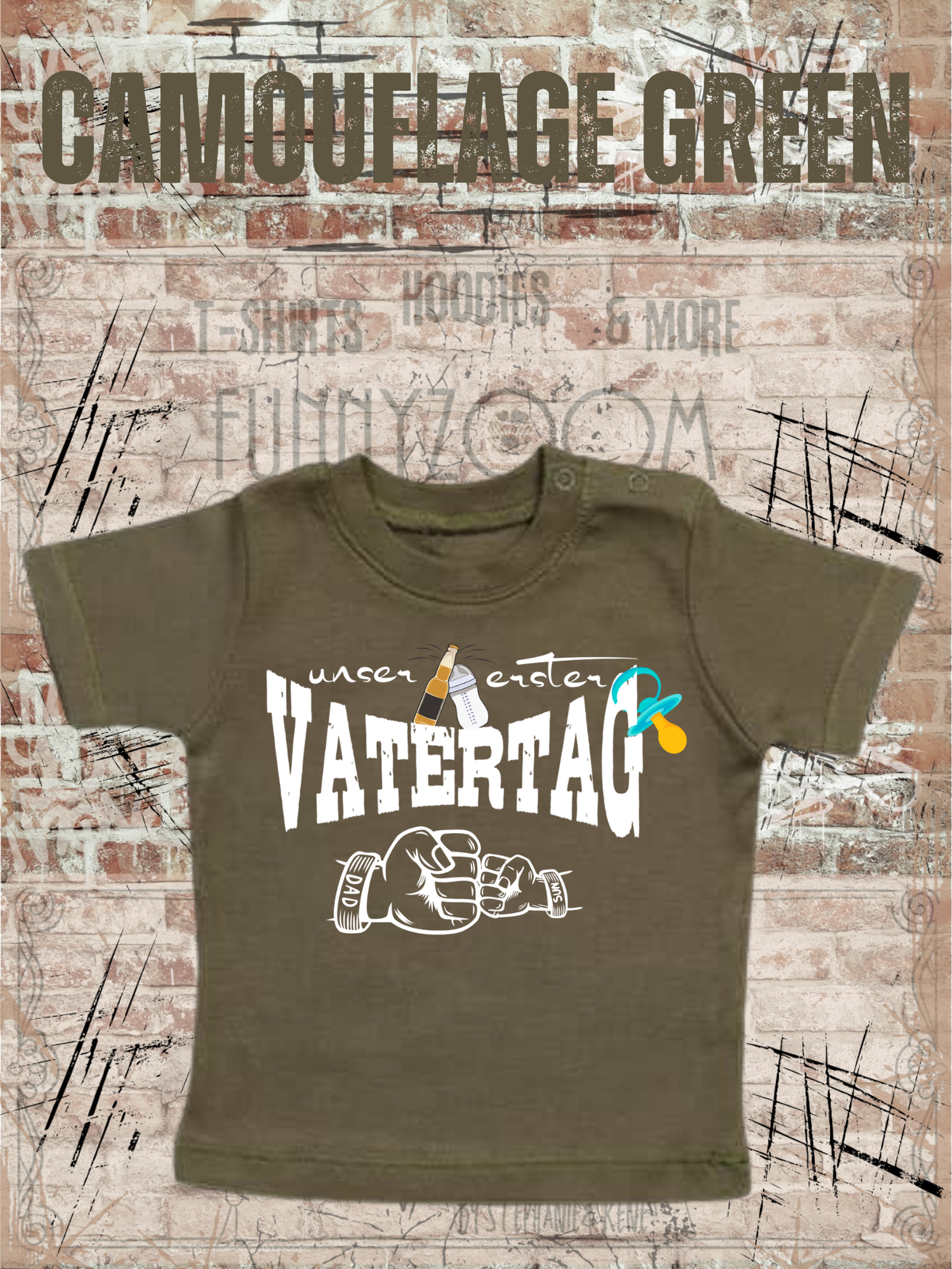 Baby Jungen T-Shirt Unser erster Vatertag Süße Geschenkidee Papa Witziges Baby Shirt