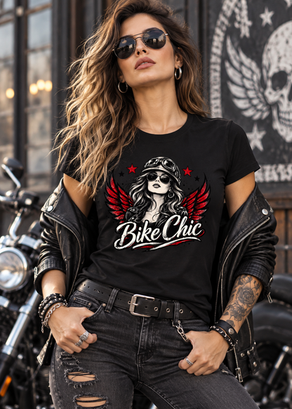 Bike Chic – Damen Biker T-Shirt | Rockiges Motorrad Shirt