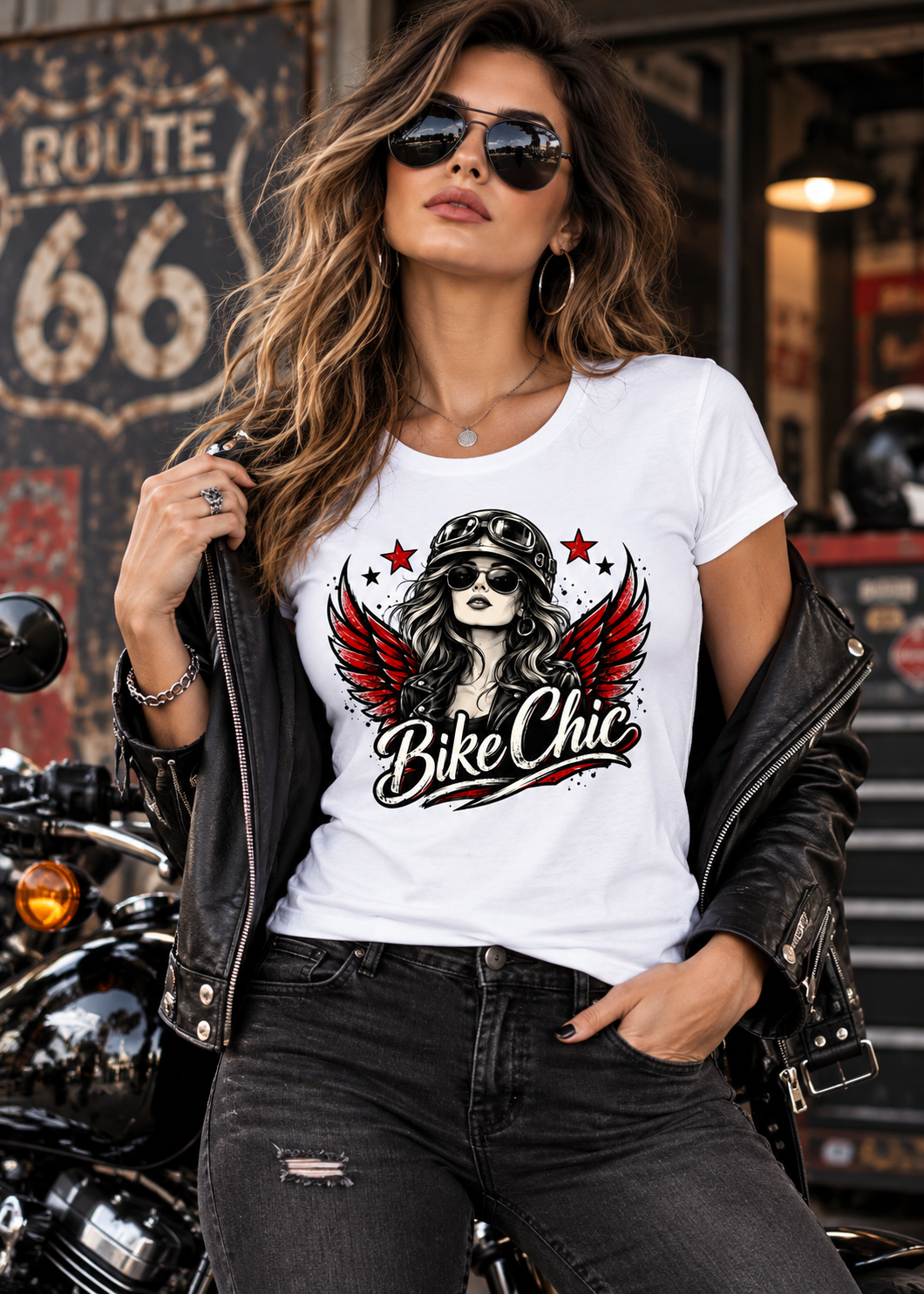 Bike Chic – Damen Biker T-Shirt | Rockiges Motorrad Shirt