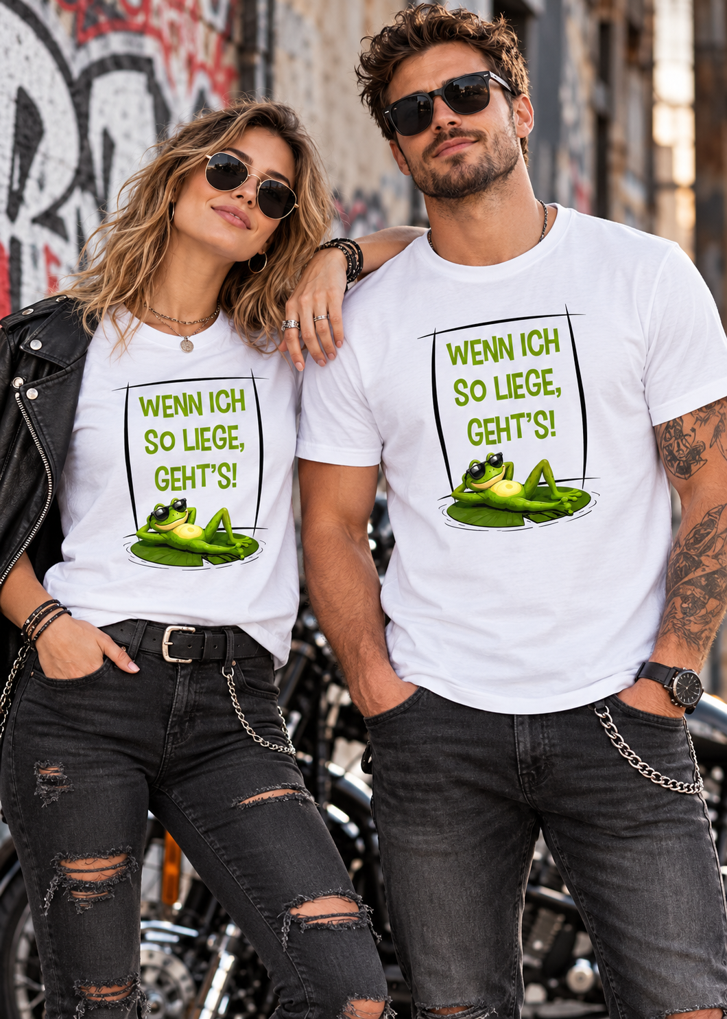 Tragebeispiel: Wenn ich so liege, geht's! Frosch T-Shirt in White.