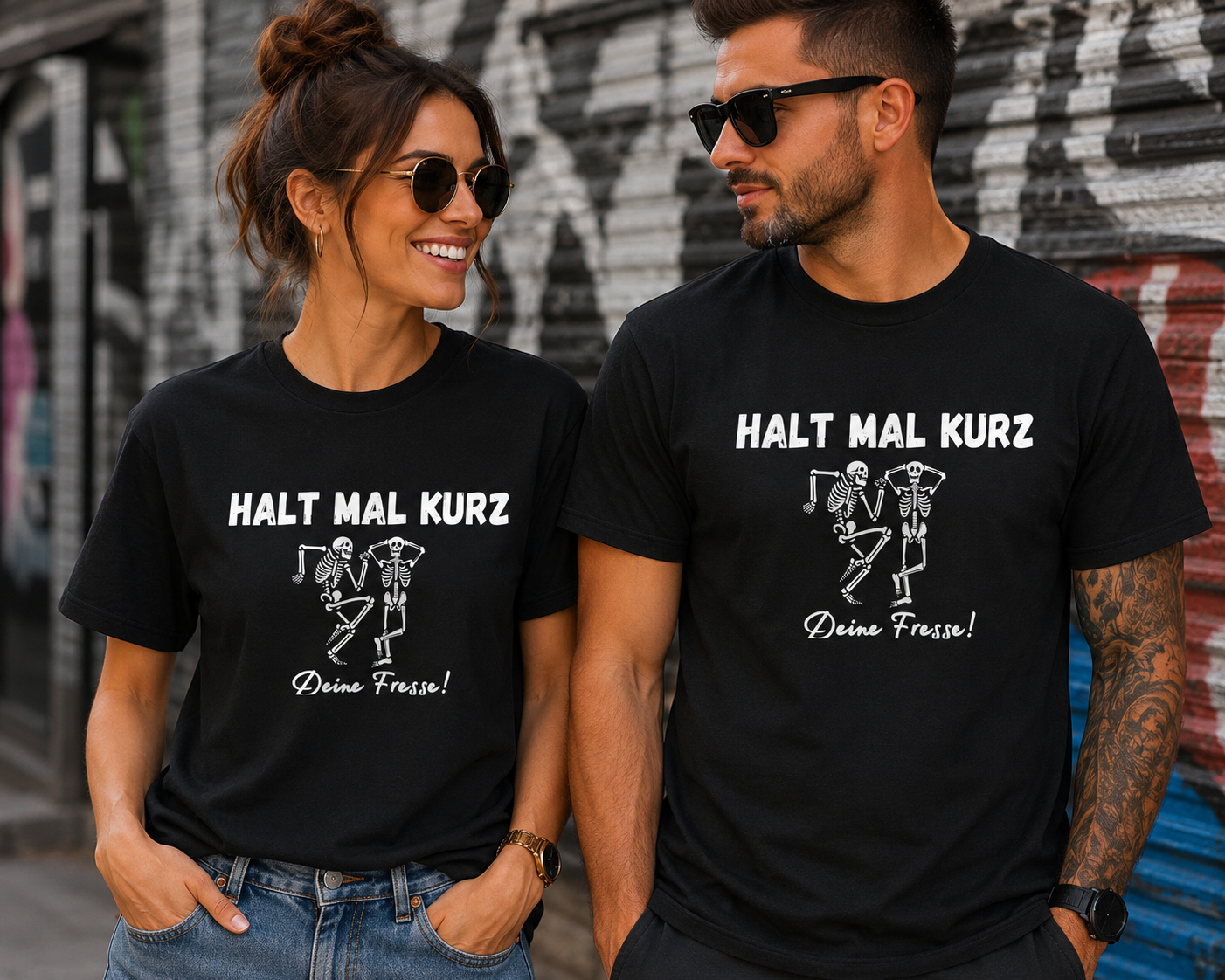 Halt mal kurz deine Fresse! Lustiges Skelett T-Shirt mit Spruch Unisex