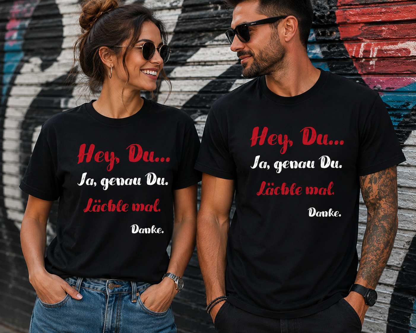Hey Du... Ja, genau Du. Lächle mal. Danke. | Lustiges Motivations T-Shirt