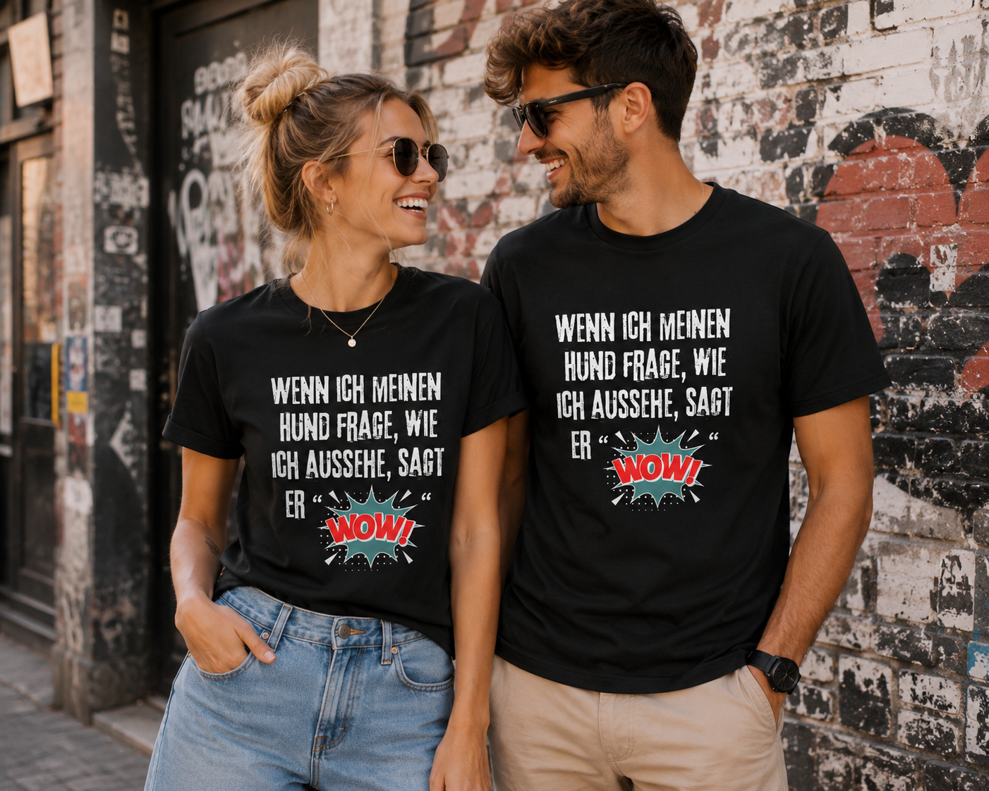Wenn ich meinen Hund frage wie ich aussehe sagt er WOW! Unisex T-Shirt