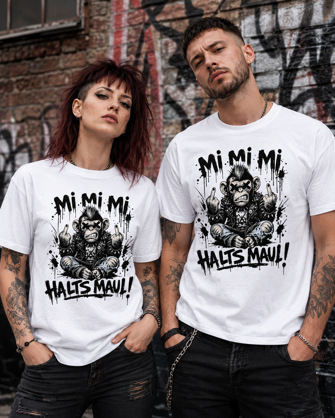 Mi Mi Mi Halt’s Maul Affe T-Shirt – Freches Punk Statement Shirt