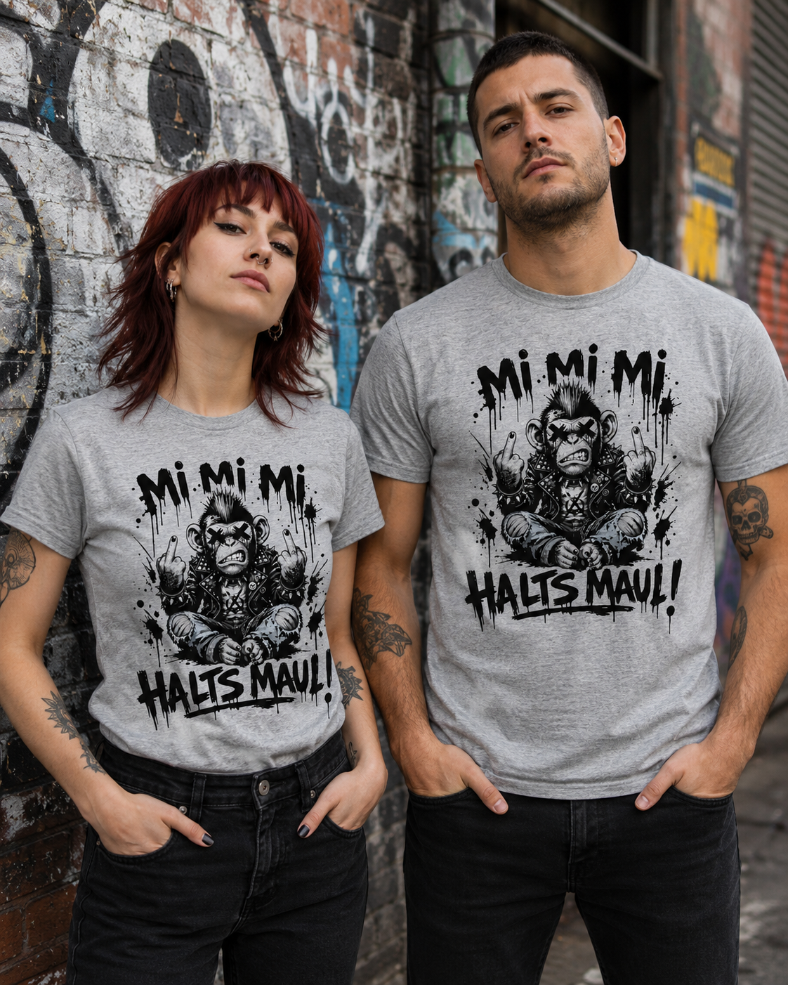 Mi Mi Mi Halt’s Maul Affe T-Shirt – Freches Punk Statement Shirt