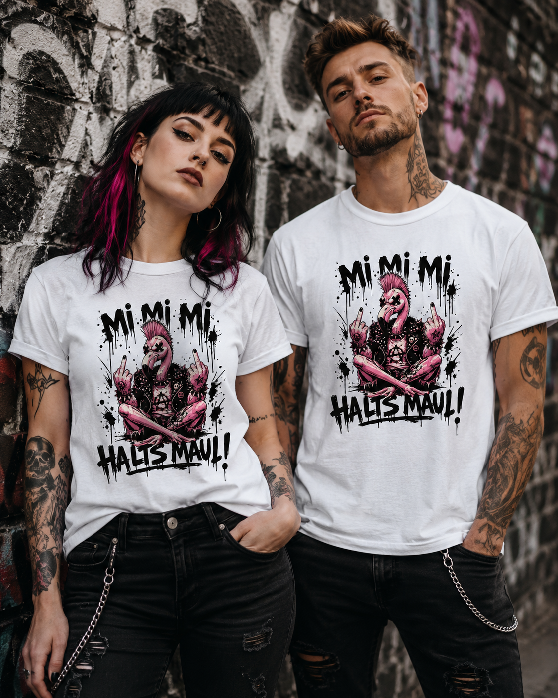 Mi Mi Mi Halt’s Maul Flamingo T-Shirt – Freches Punk Statement Shirt