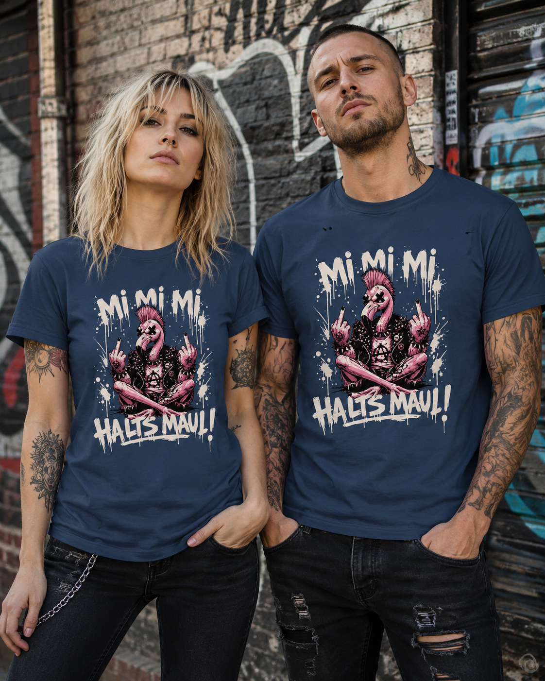 Mi Mi Mi Halt’s Maul Flamingo T-Shirt – Freches Punk Statement Shirt