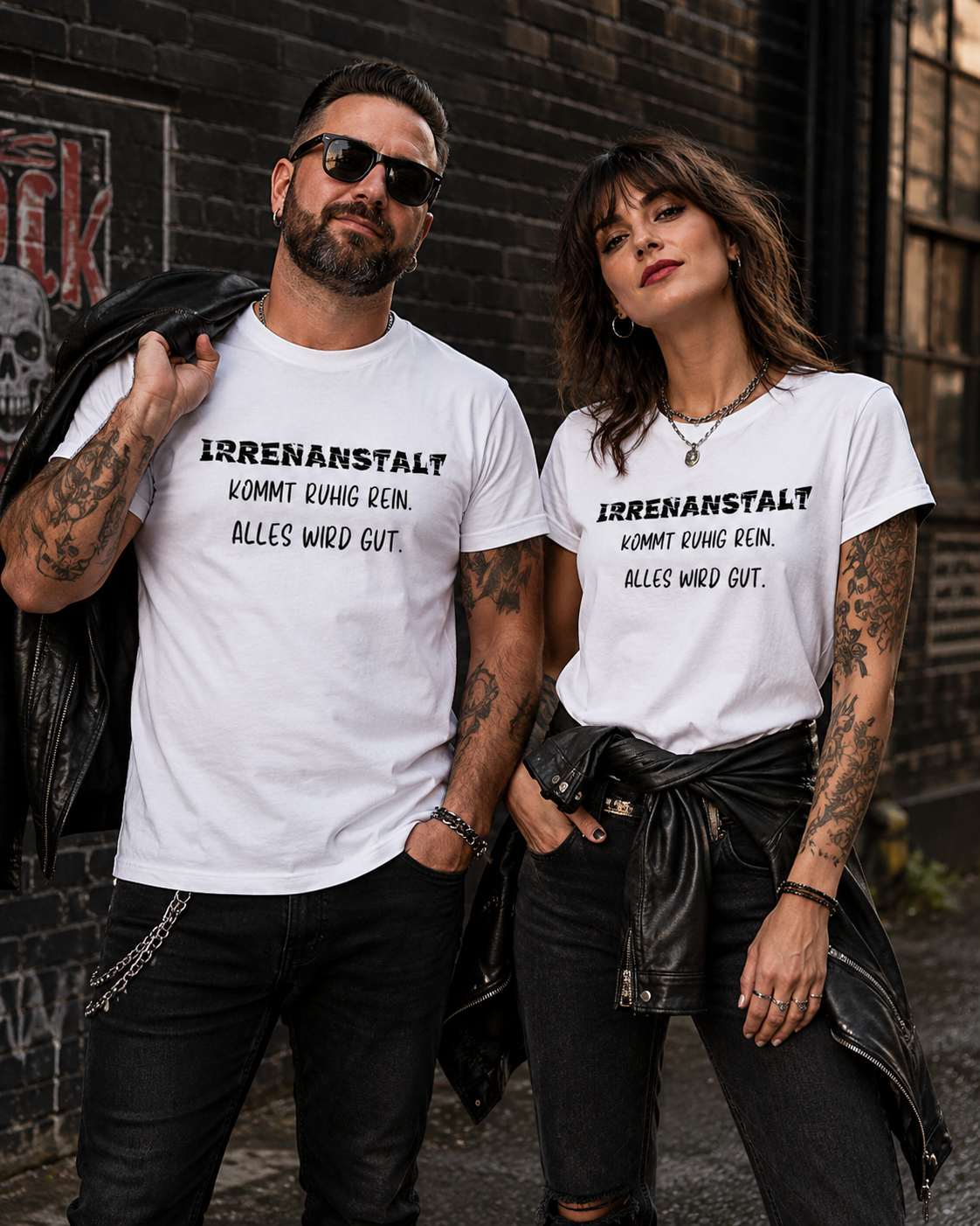 Irrenanstalt – Kommt ruhig rein, alles wird gut | Lustiges T-Shirt mit schwarzem Humor