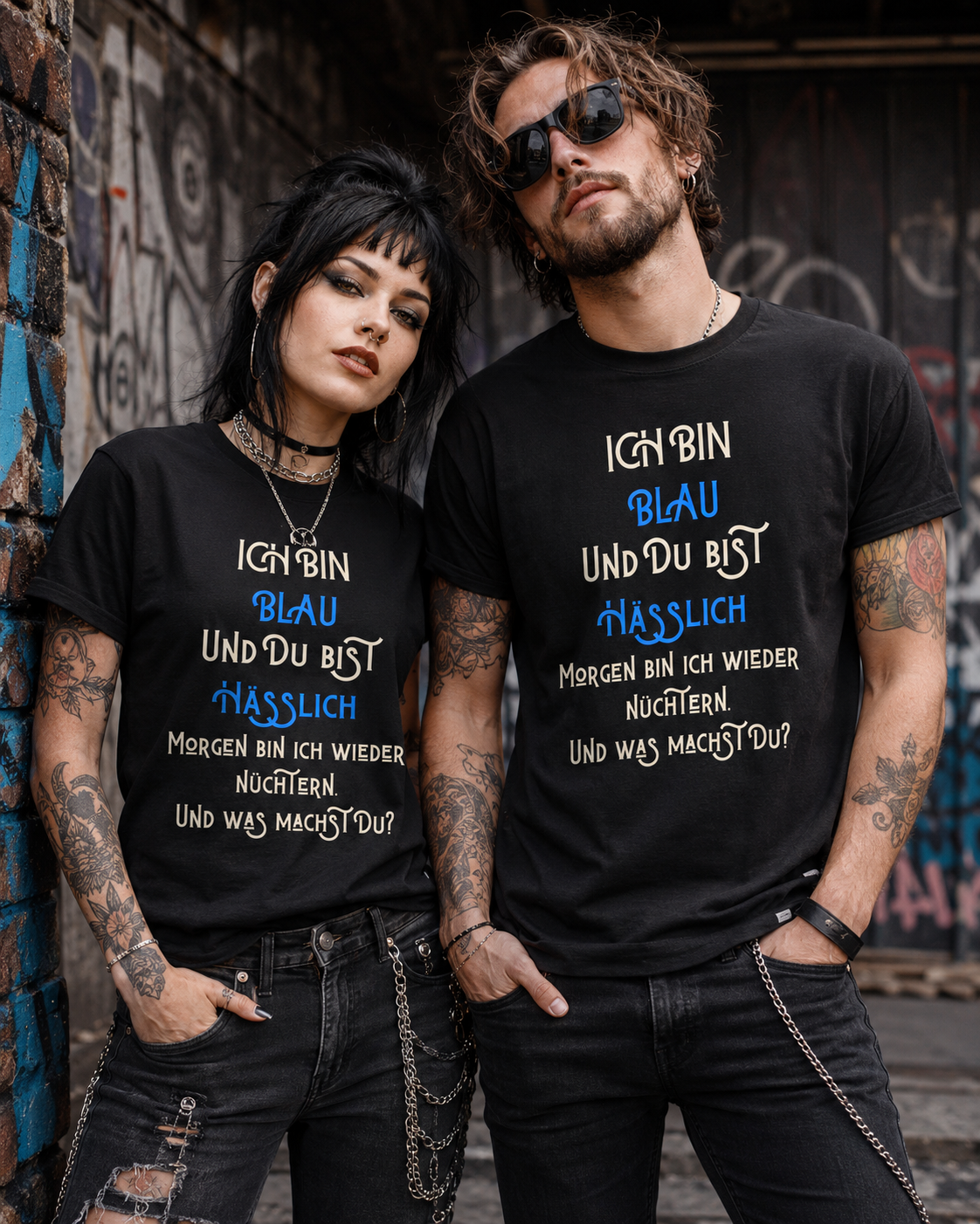 Ich bin blau und du bist hässlich T-Shirt – Freches Party Shirt