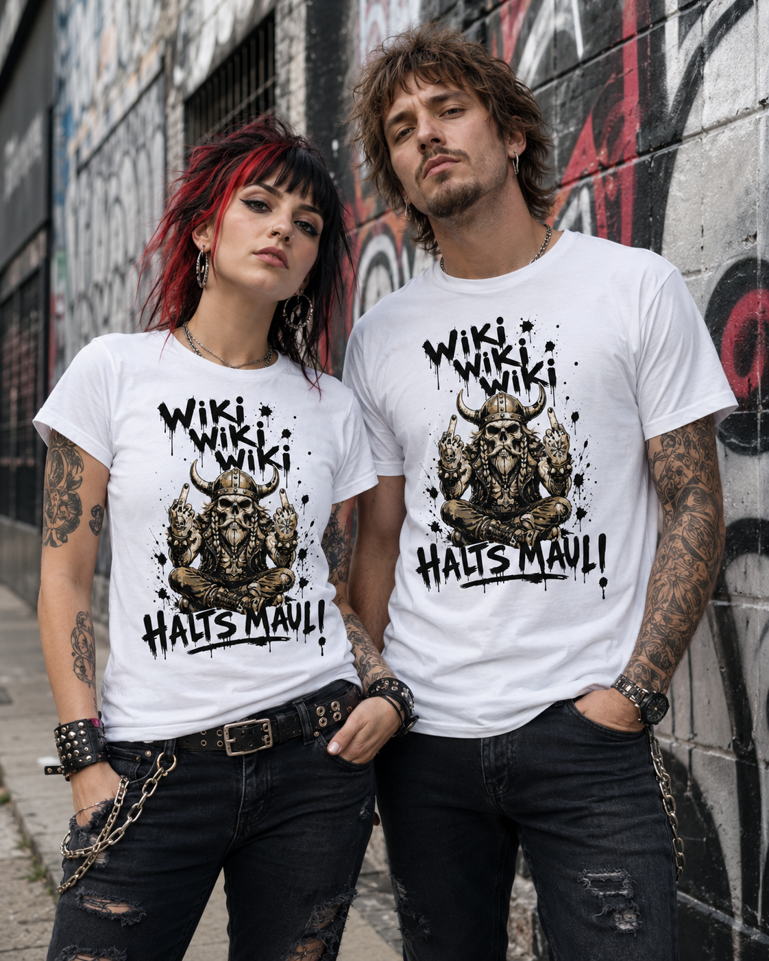 Wiki Wiki Wiki Halt’s Maul T-Shirt – Freches Wikinger Statement Shirt
