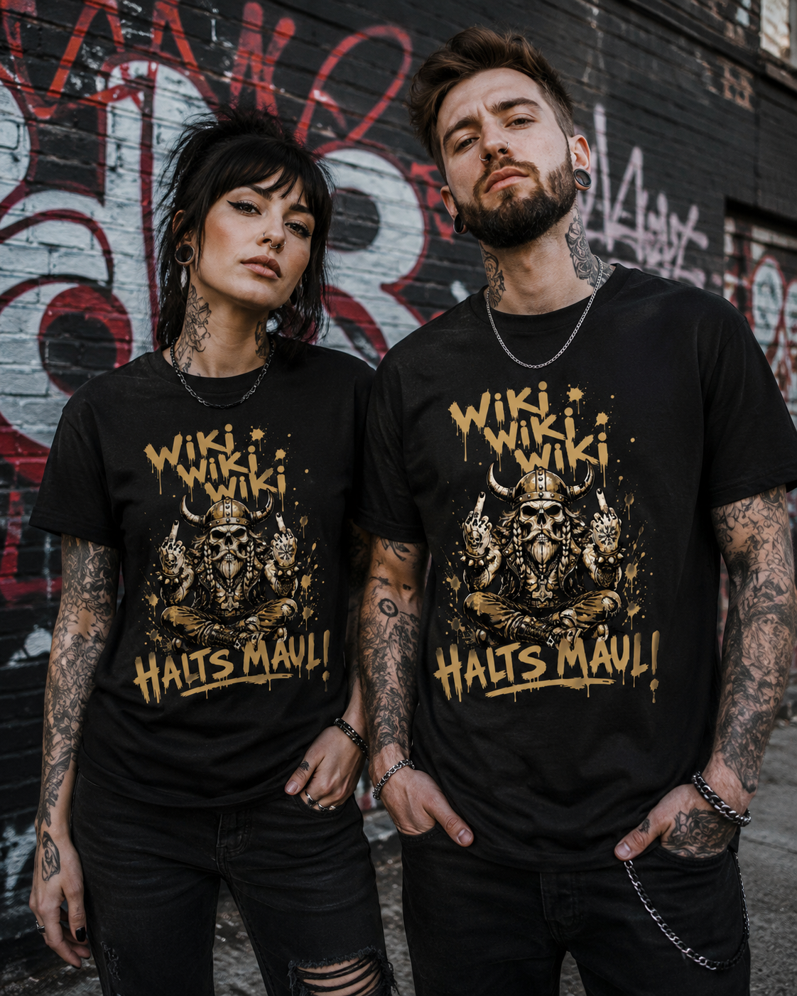 Wiki Wiki Wiki Halt’s Maul T-Shirt – Freches Wikinger Statement Shirt