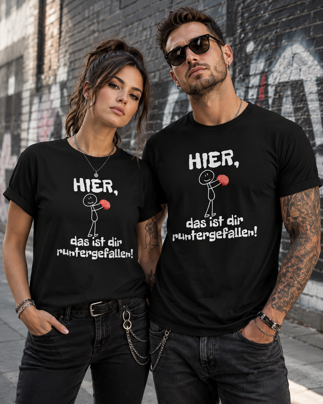 Hier, das ist dir runtergefallen! – Lustiges Unisex T-Shirt
