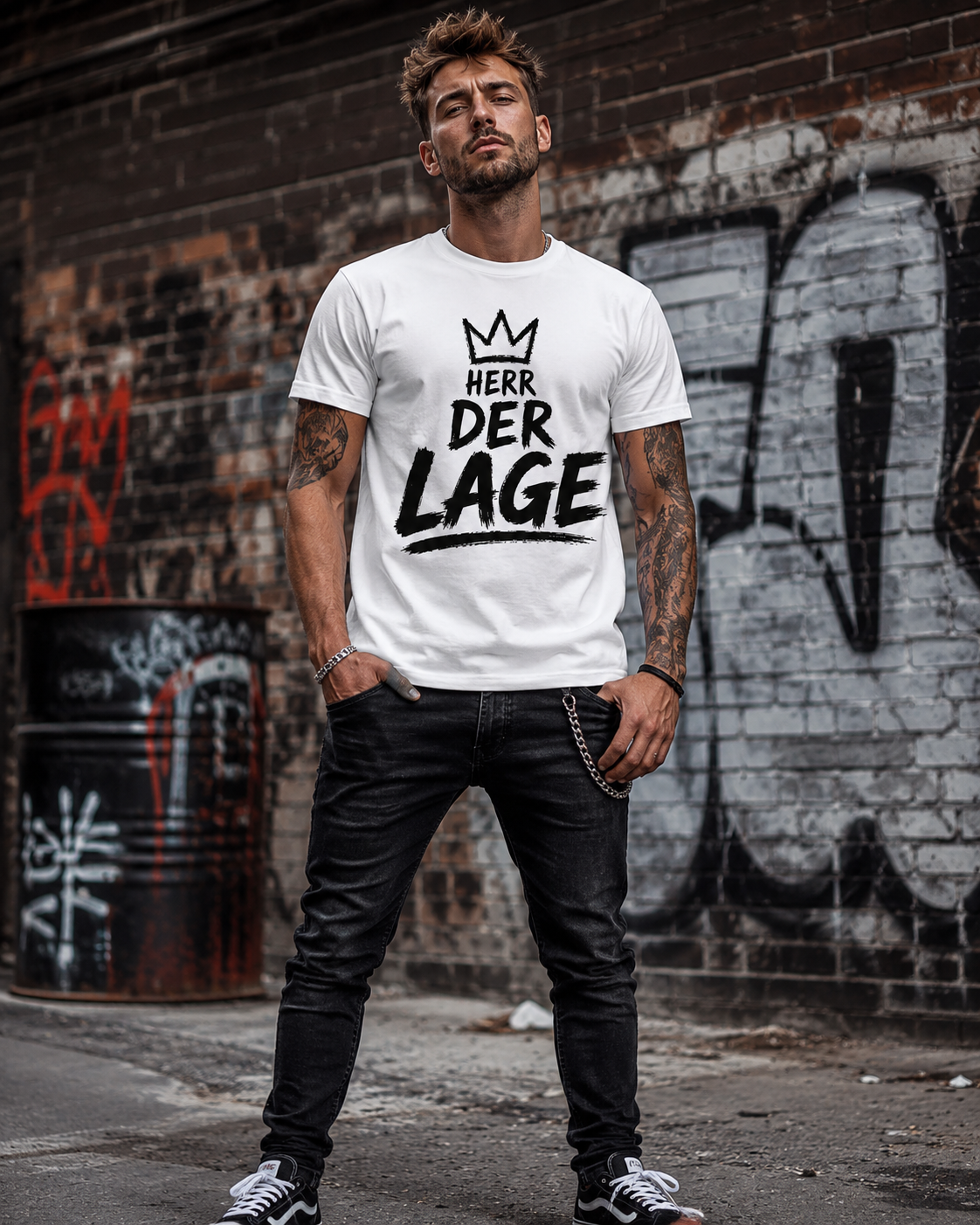 Herr der Lage – Lustiges Herren T-Shirt mit Krone