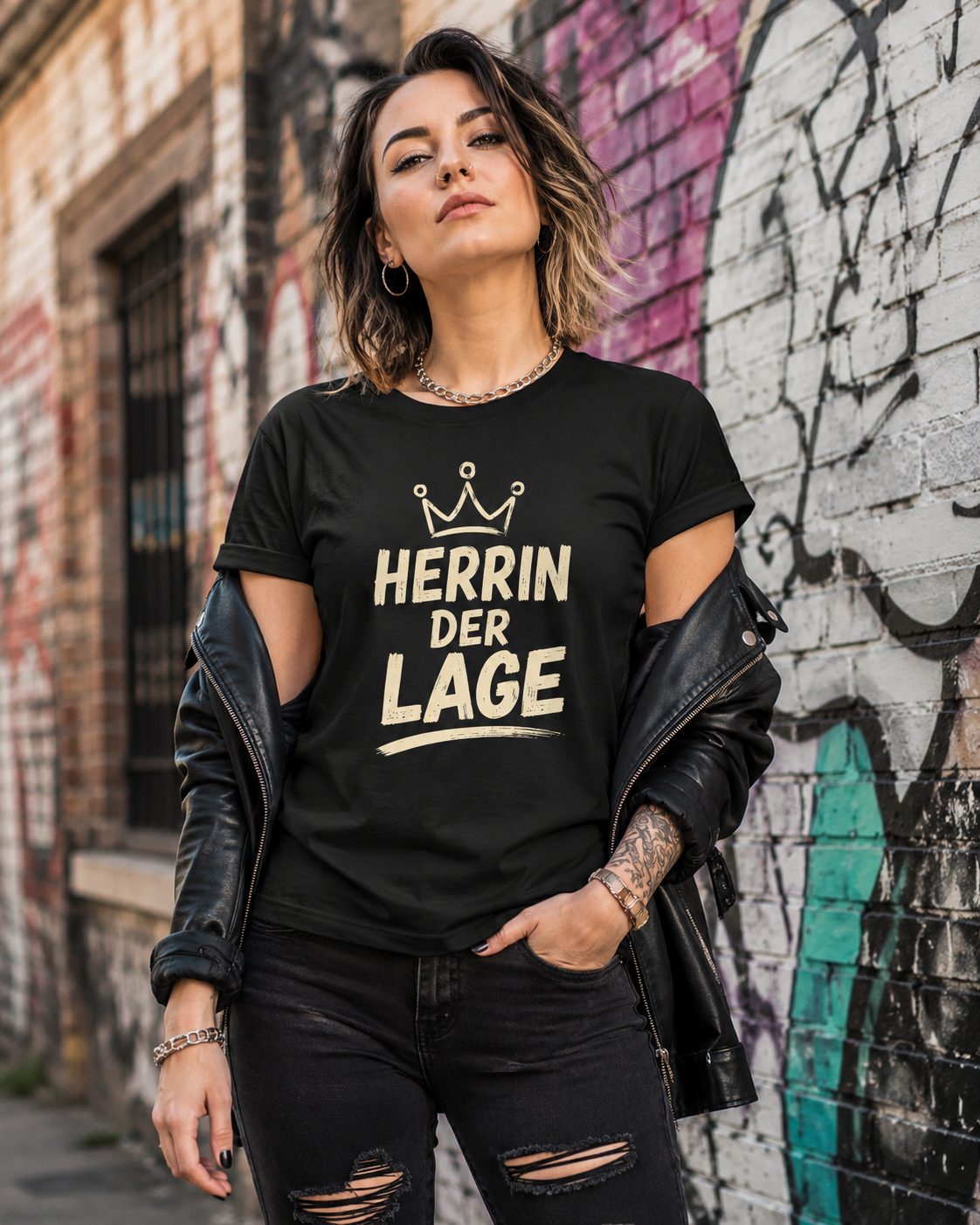 Herrin der Lage – Lustiges Damen T-Shirt mit Krone