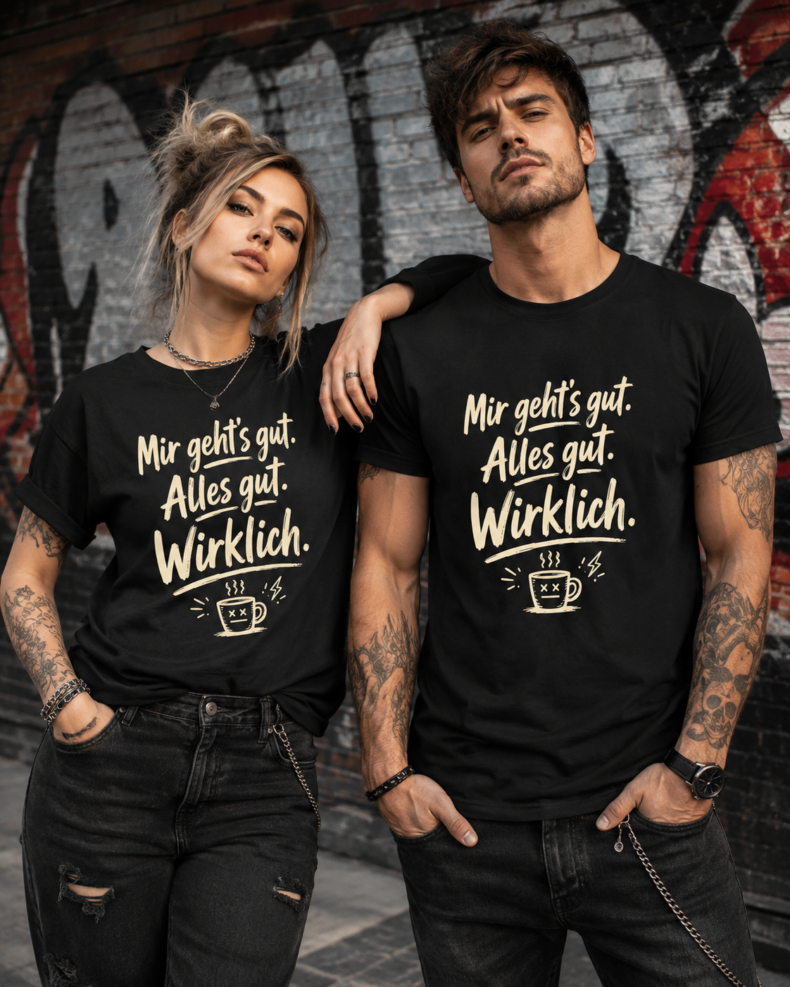 Mir geht’s gut. Alles gut. Wirklich. – Lustiges Kaffee T-Shirt