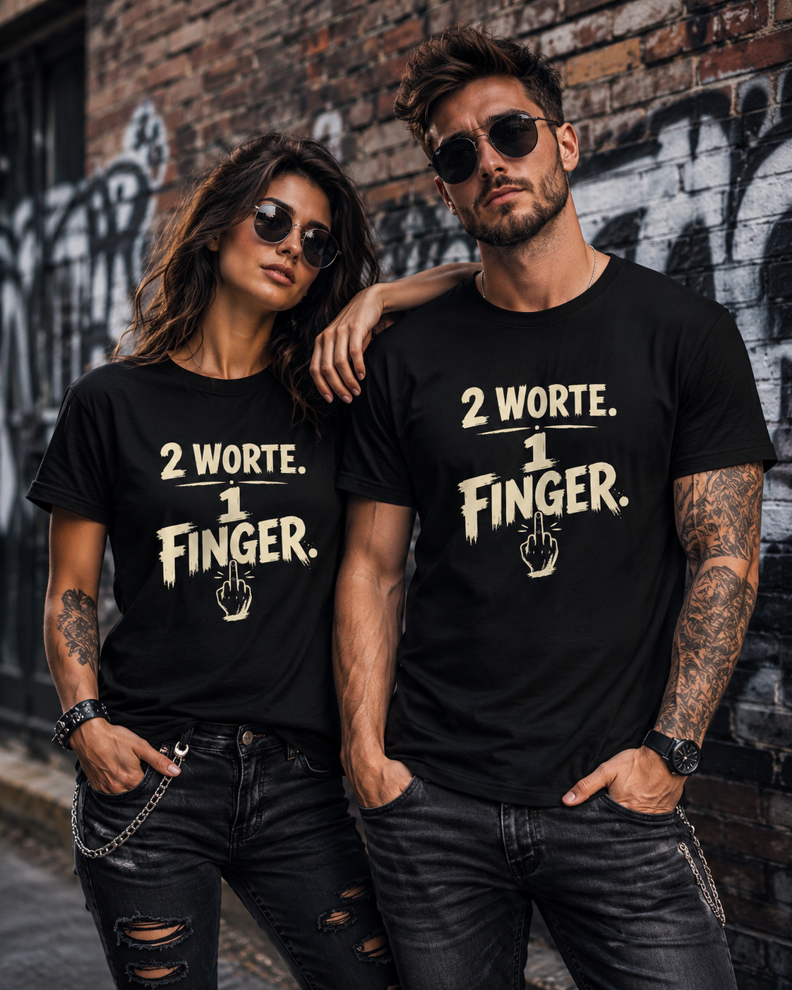 2 Worte. 1 Finger. – Freches Unisex T-Shirt
