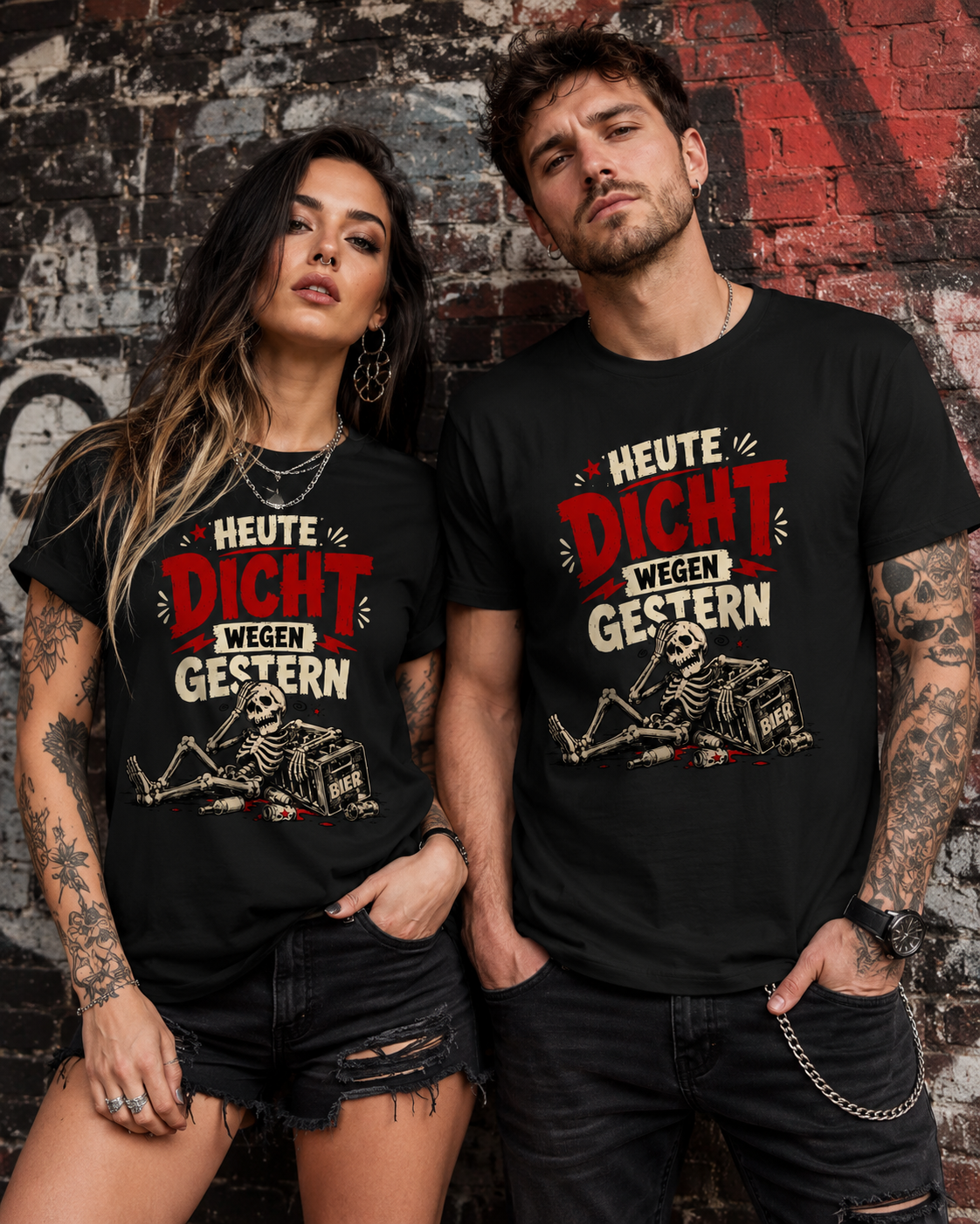 Heute dicht wegen gestern – Lustiges Party T-Shirt mit Skelett