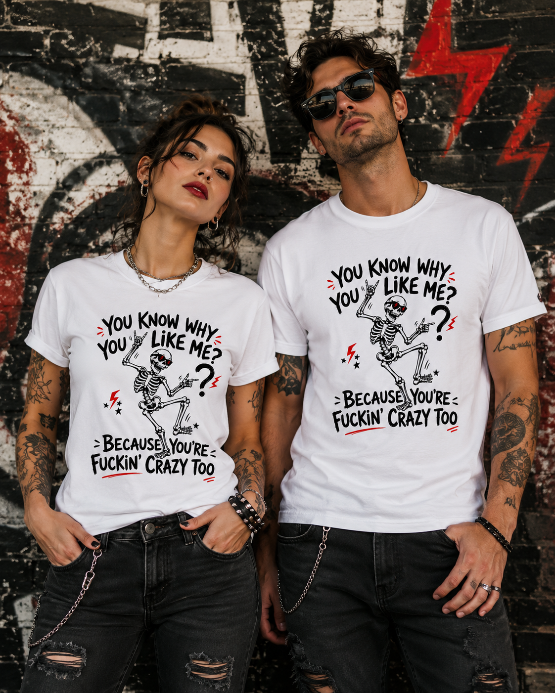 You Know Why You Like Me? – Rockiges Skelett T-Shirt