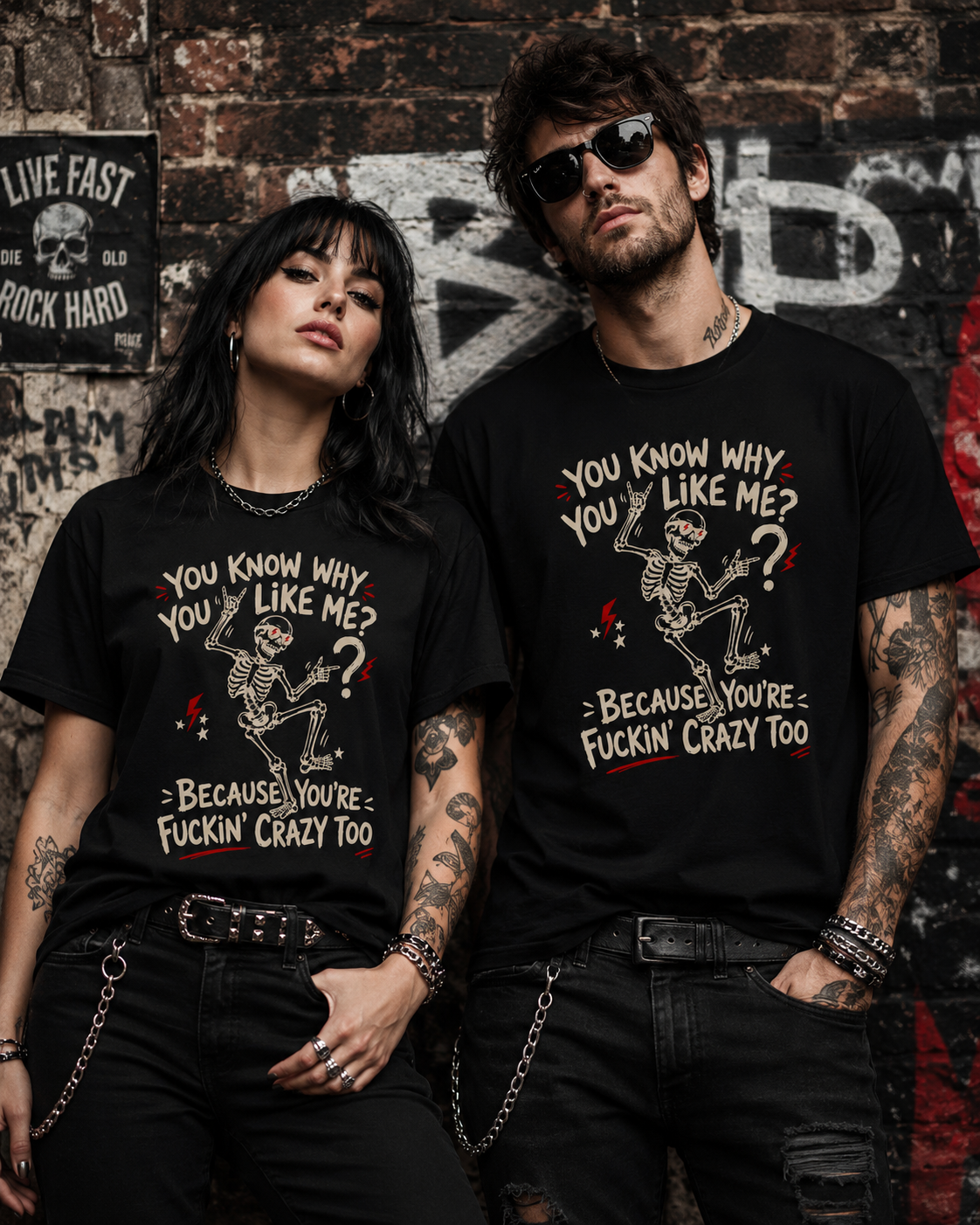 You Know Why You Like Me? – Rockiges Skelett T-Shirt