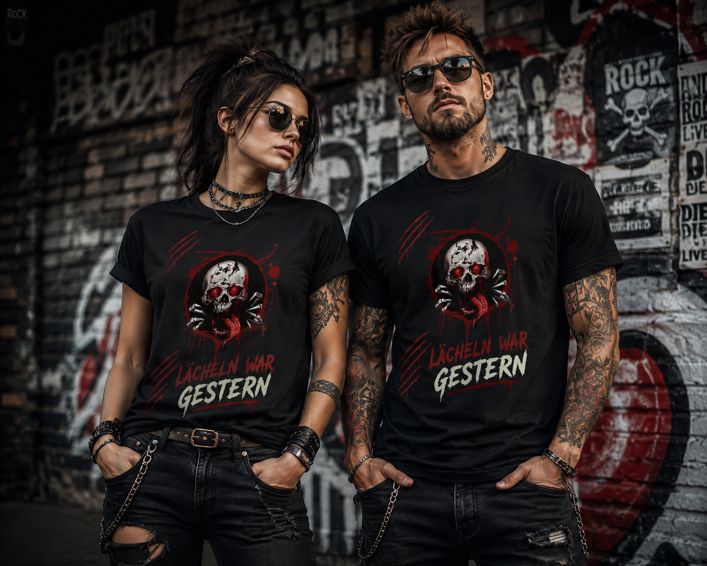 Rock & Metal T-Shirt "Lächeln war gestern" | Totenkopf Horror Shirt | Gothic Unisex