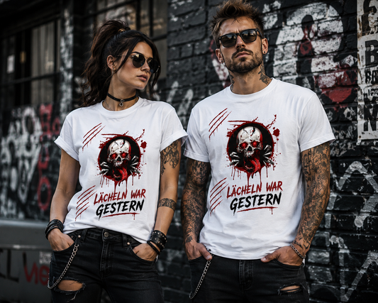 Rock & Metal T-Shirt "Lächeln war gestern" | Totenkopf Horror Shirt | Gothic Unisex