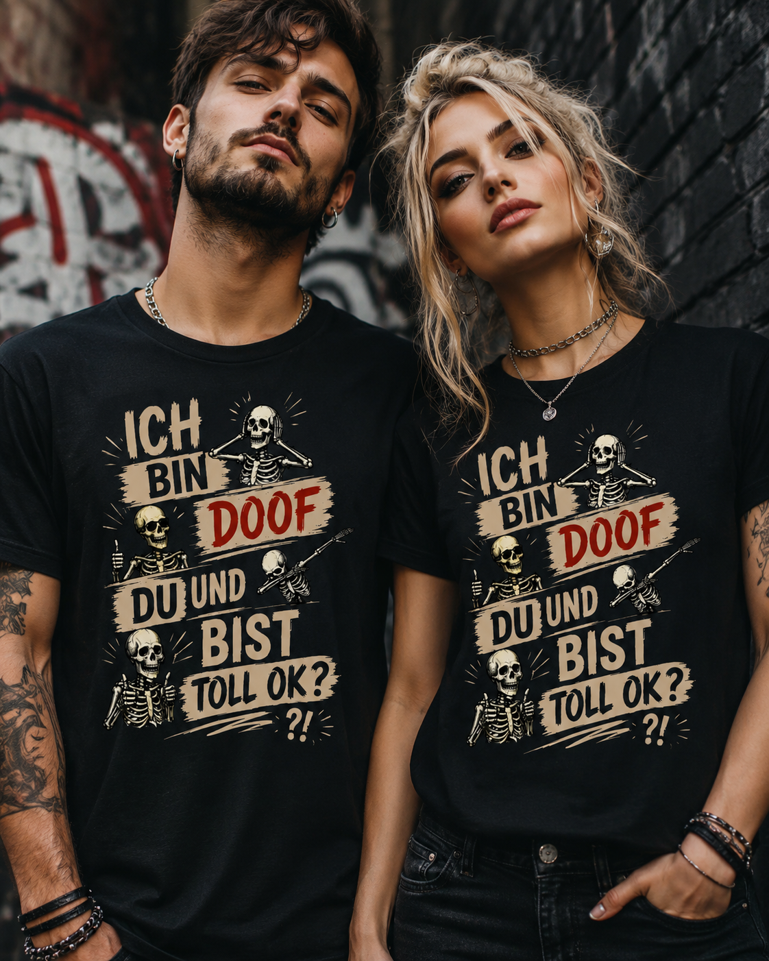 Lustiges Skelett T-Shirt „Ich bin doof und du bist toll, ok?“ | Humor Shirt | Fun Shirt | Unisex