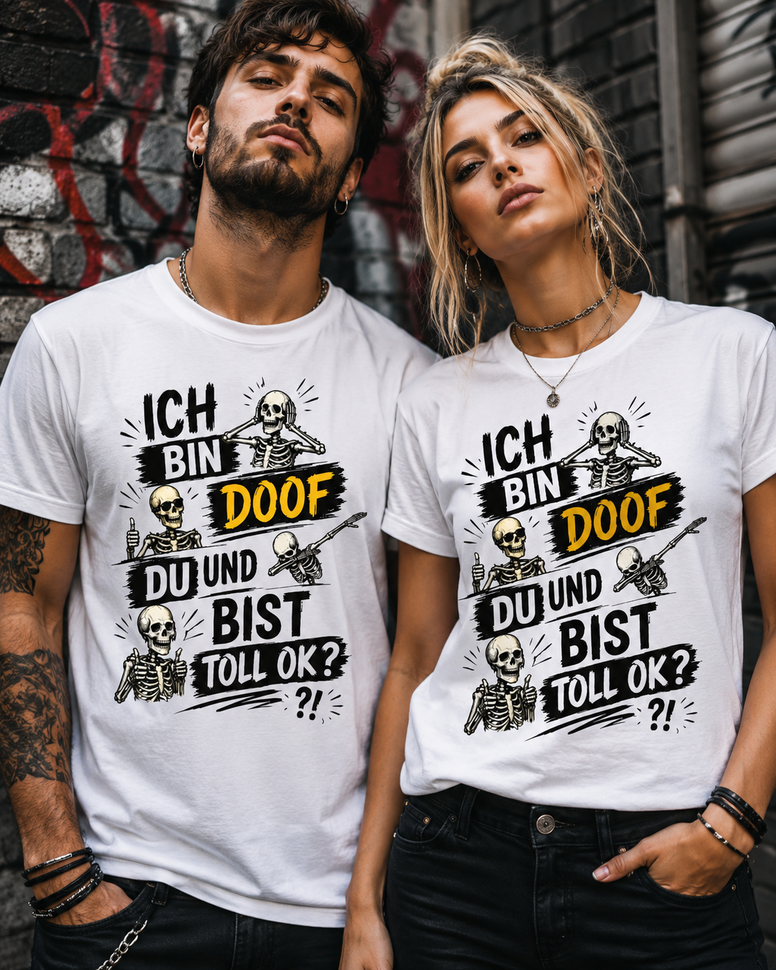Lustiges Skelett T-Shirt „Ich bin doof und du bist toll, ok?“ | Humor Shirt | Fun Shirt | Unisex