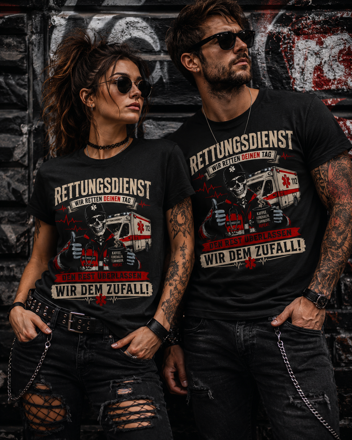 Rettungsdienst T-Shirt – Wir retten deinen Tag, den Rest überlassen wir dem Zufall – Lustiges Rettungsdienst Shirt)