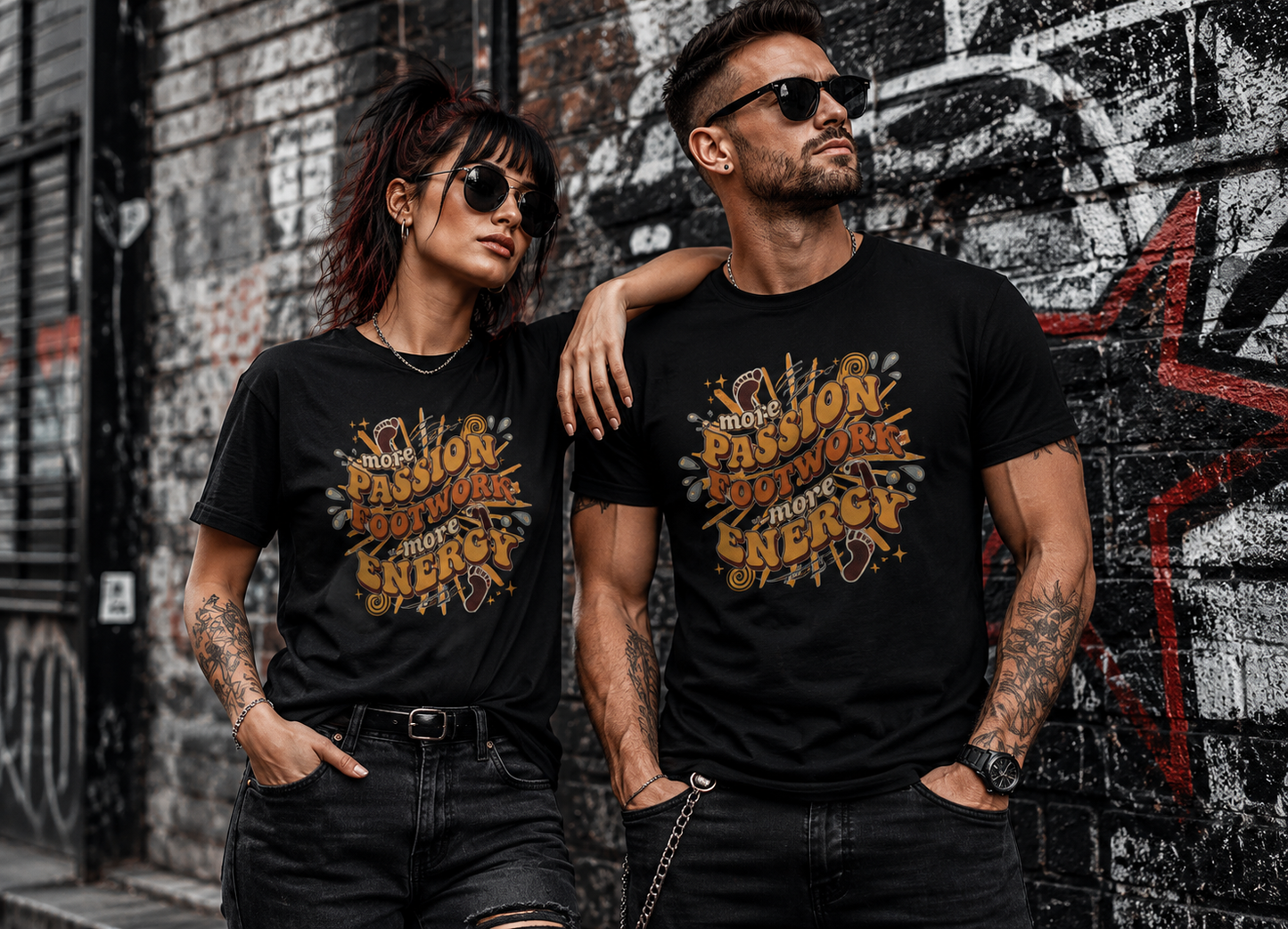 More Passion Footwork Energy T-Shirt – Retro Tanz Shirt Unisex