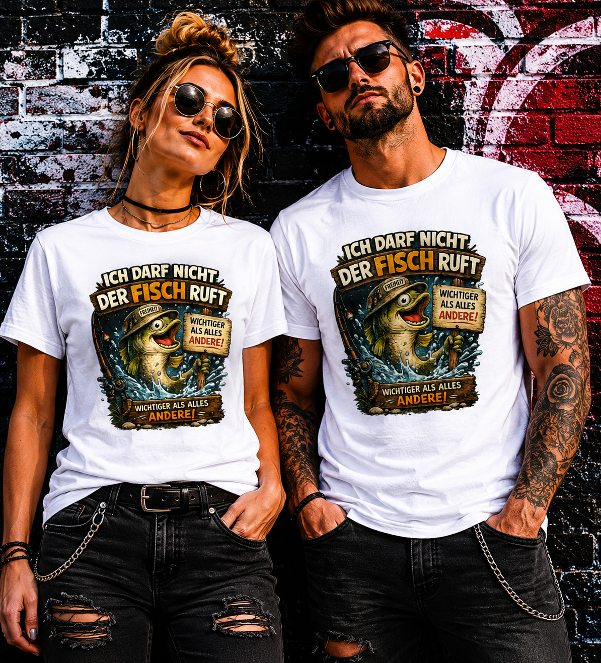 Unisex Angler T-Shirt – Ich darf nicht, der Fisch ruft | Lustiges Angel Shirt Geschenk