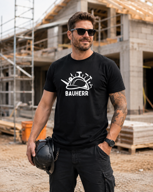 Bauherr T-Shirt Herren – Geschenk zum Hausbau & Richtfest