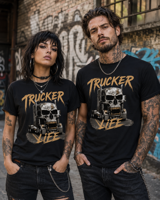 Trucker Life T-Shirt – LKW Totenkopf Shirt für Trucker