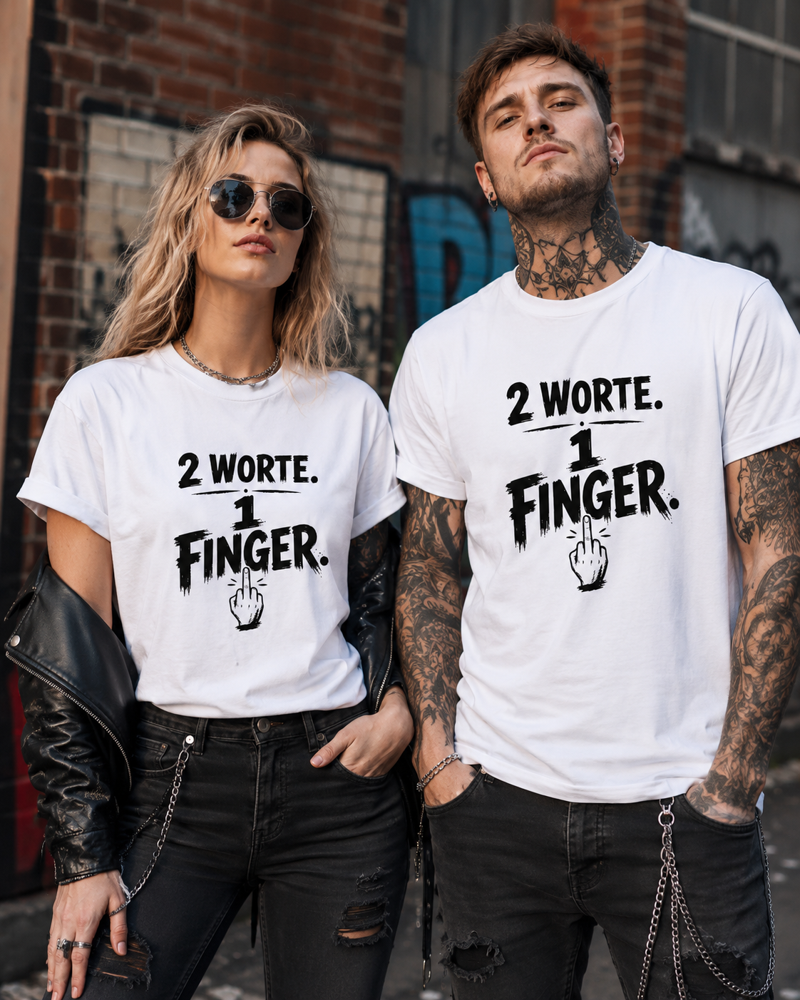 2 Worte. 1 Finger. – Freches Unisex T-Shirt