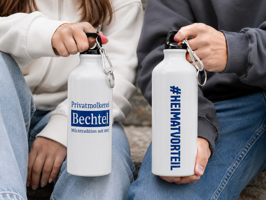 Bechtel Alu Trinkflasche 500 ml – Mitarbeiter Flasche Edelstahl Look