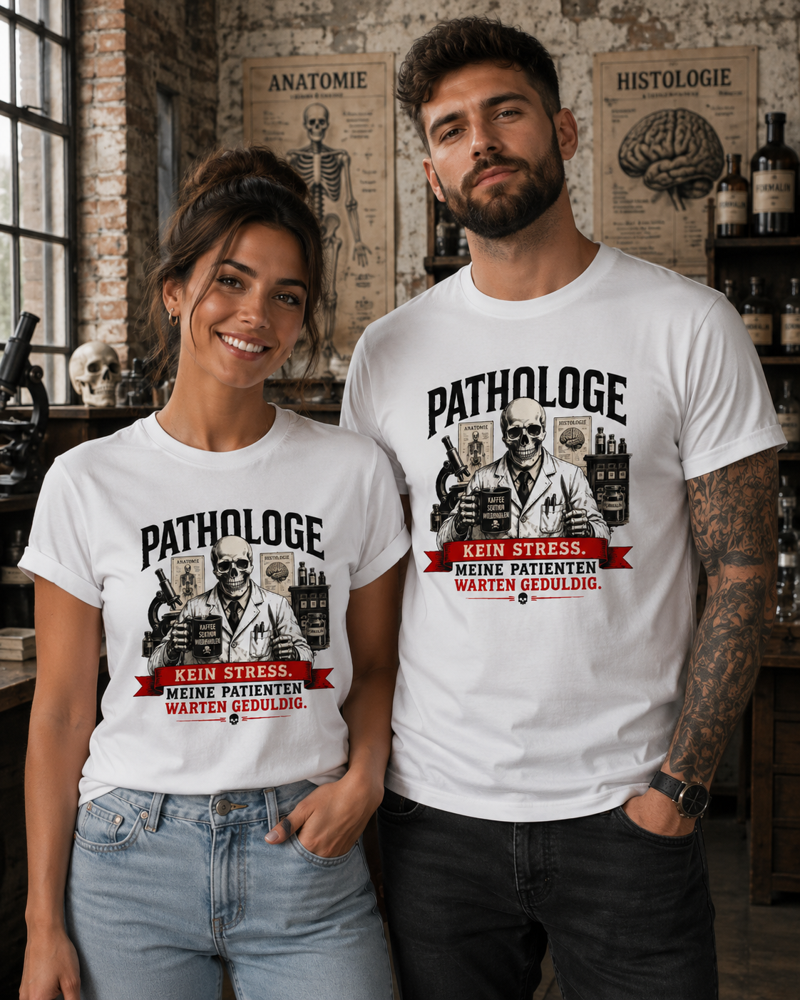 Pathologe T-Shirt – Kein Stress, meine Patienten warten geduldig – Lustiges Pathologie Shirt für Mediziner