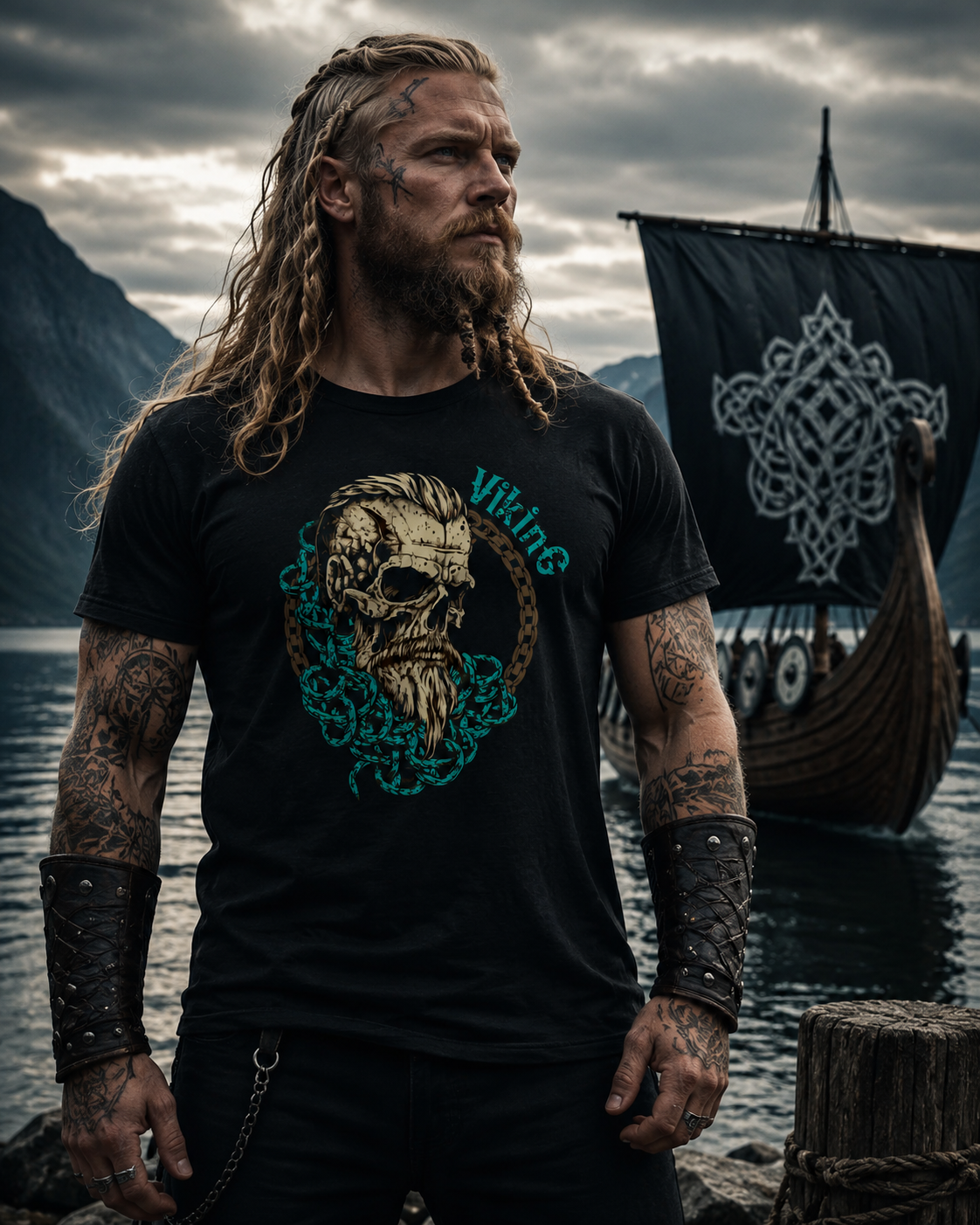 Viking Skull T-Shirt – Wikinger Schädel Shirt für Männer | Nordisches Wikinger Motiv