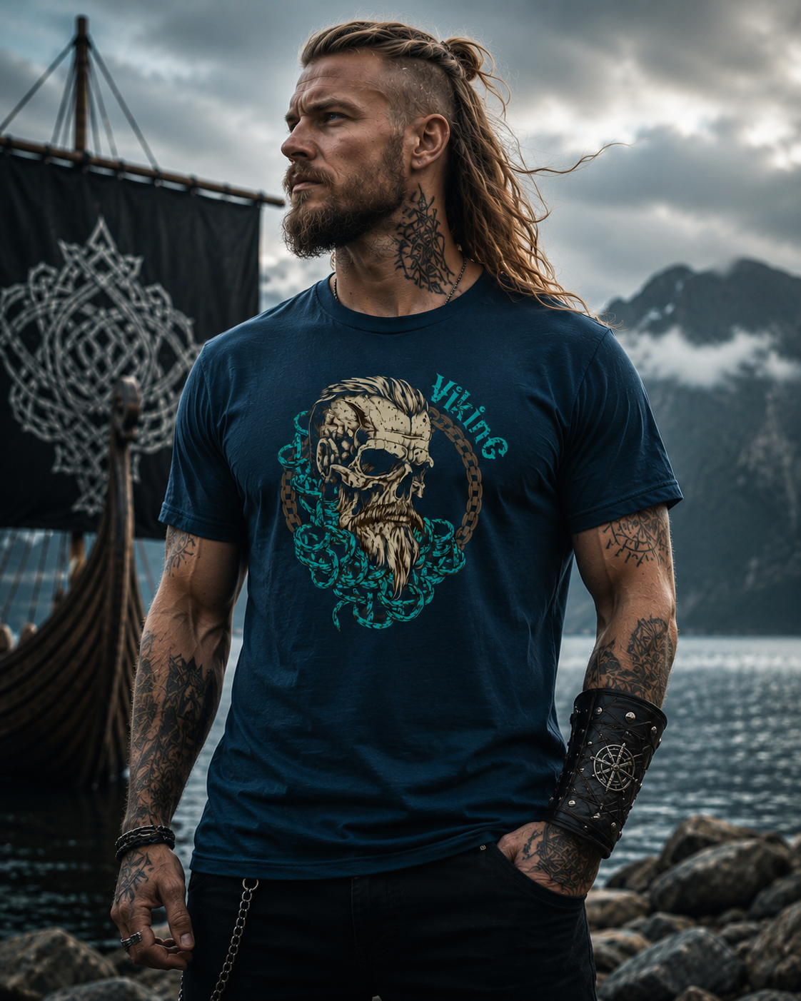 Viking Skull T-Shirt – Wikinger Schädel Shirt für Männer | Nordisches Wikinger Motiv