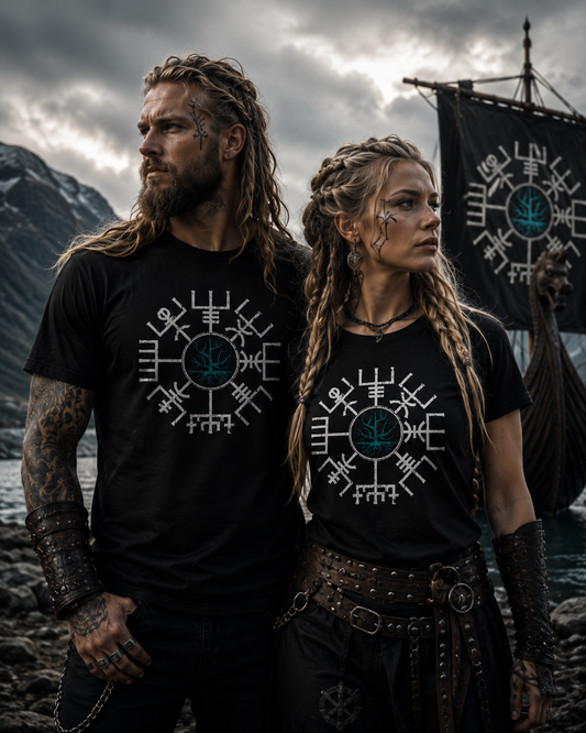 Vegvisir Baum des Lebens Wikinger T-Shirt | Nordische Runen | Unisex Shirt
