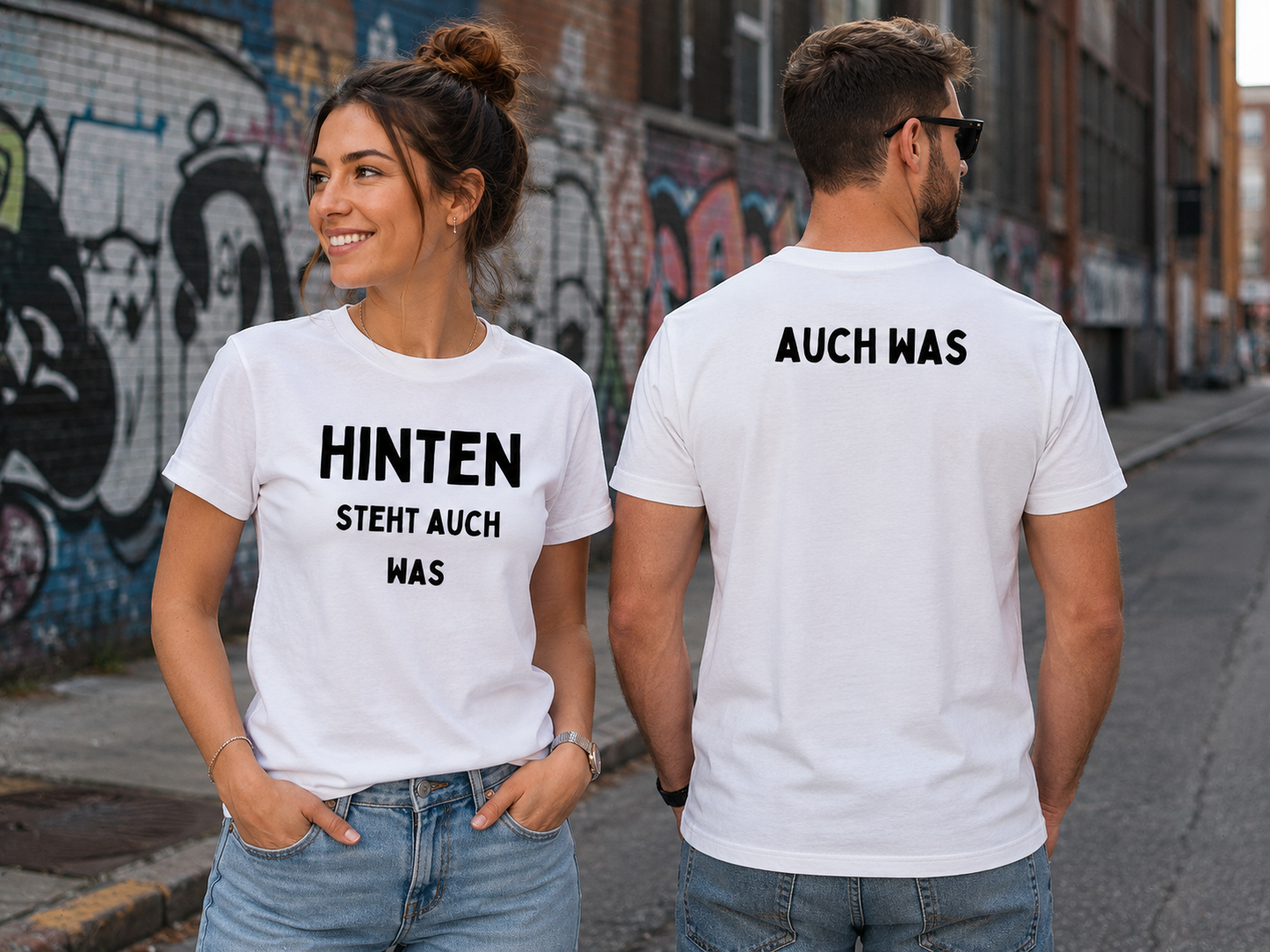 Hinten steht auch was – Lustiges Front & Back T-Shirt | Witziges Sprüche Shirt Damen & Herren