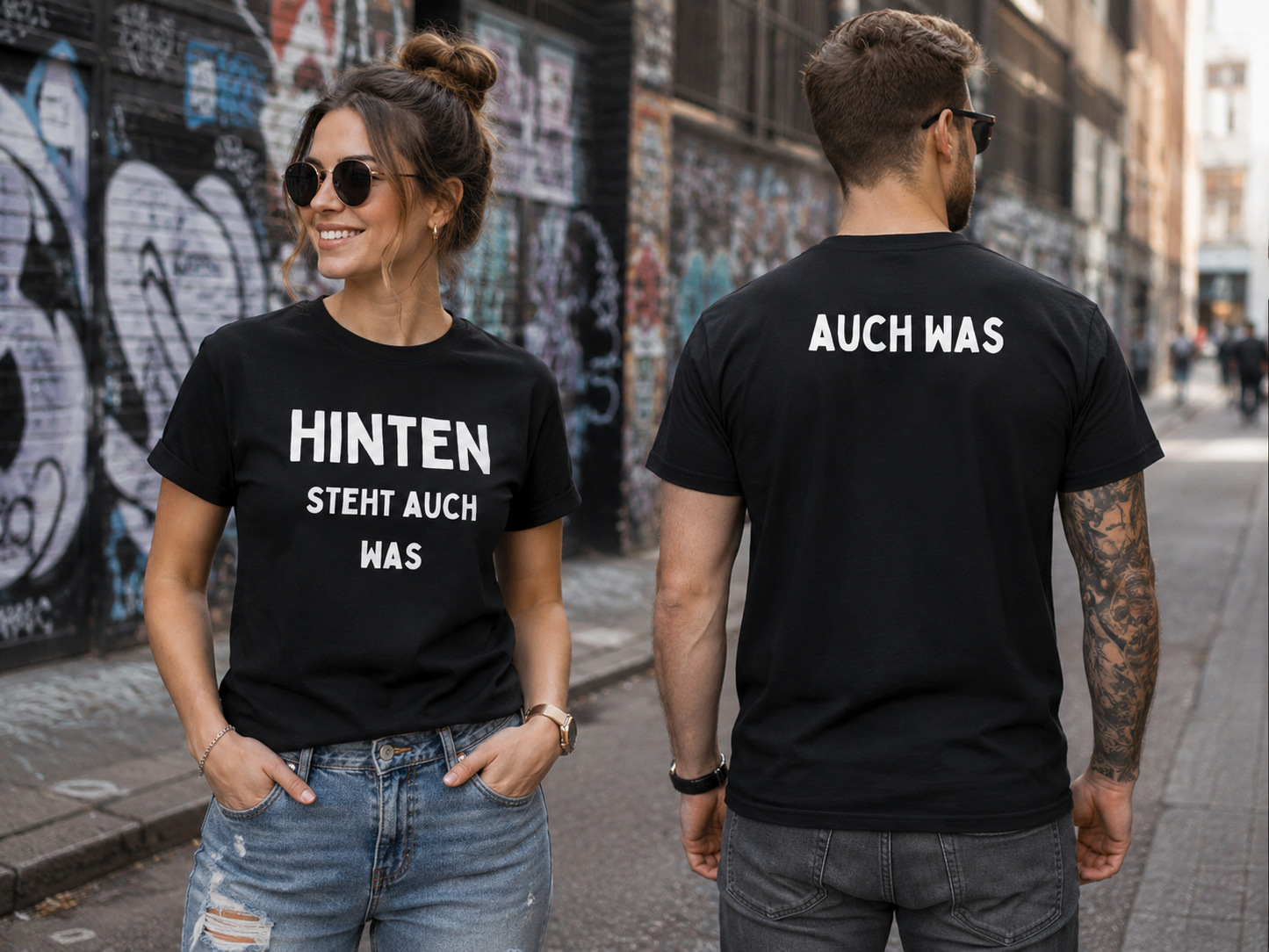 Hinten steht auch was – Lustiges Front & Back T-Shirt | Witziges Sprüche Shirt Damen & Herren
