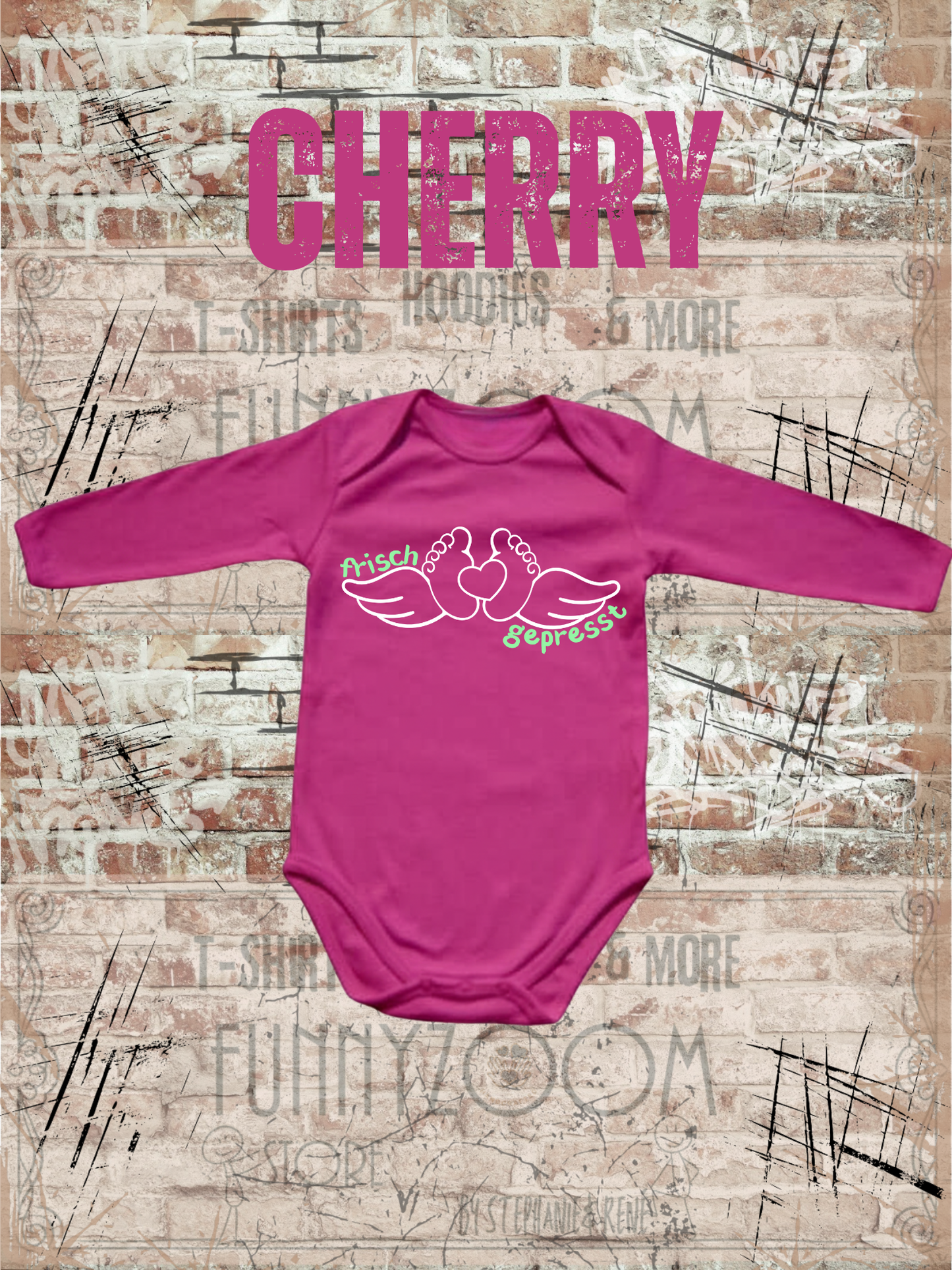 Baby Body Langarm Frisch gepresst Lustiger Spruch Geschenk zur Geburt Newborn Body