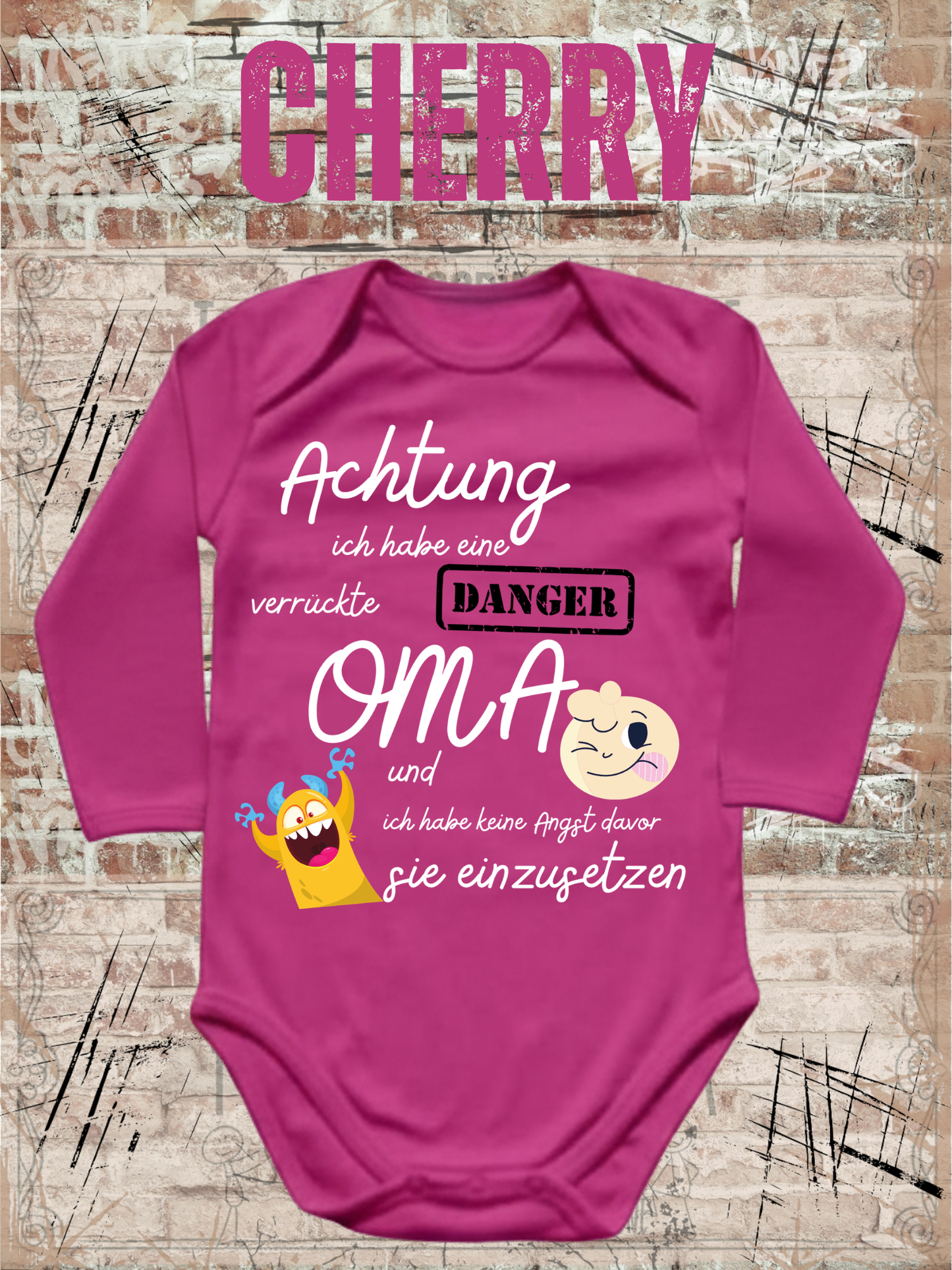 Baby Body 'Achtung verrückte Oma' - Lustiger Spruch | Geschenk Geburt & Geburtstag