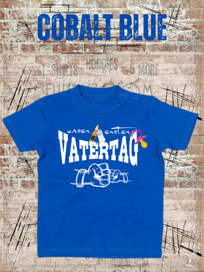 Baby Maedchen T-Shirt Unser erster Vatertag Suesse in Cobalt Blue.