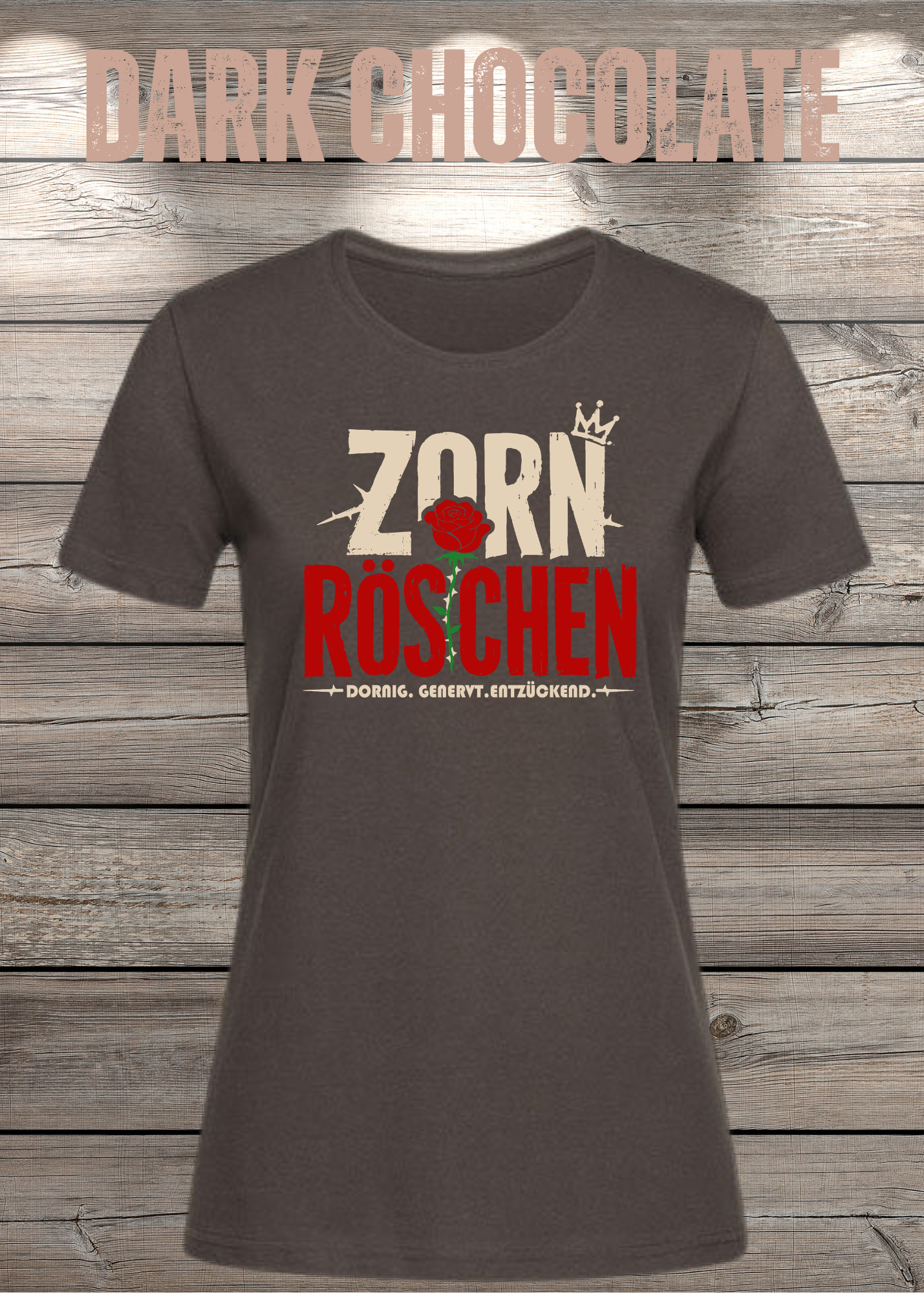 Zorn Röschen – Rockiges Damen T-Shirt mit Rose