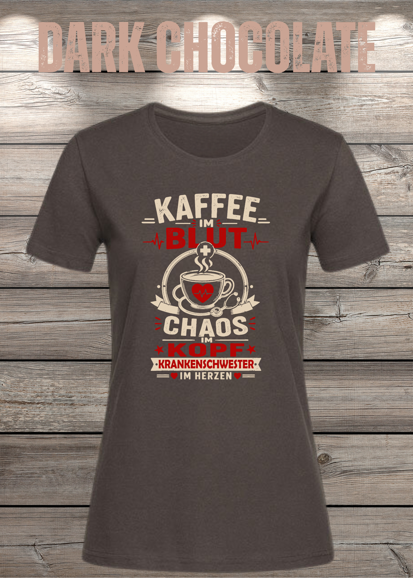 Krankenschwester T-Shirt – Kaffee im Blut, Chaos im Kopf