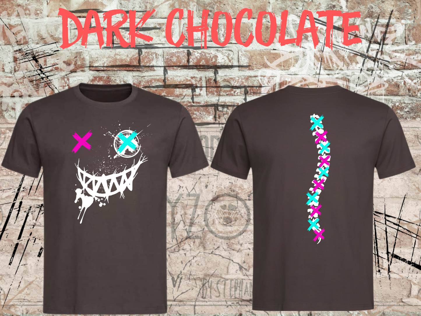 Neon Chaos Smile Unisex T-Shirt – Graffiti Face Streetwear Shirt mit Rückenprint